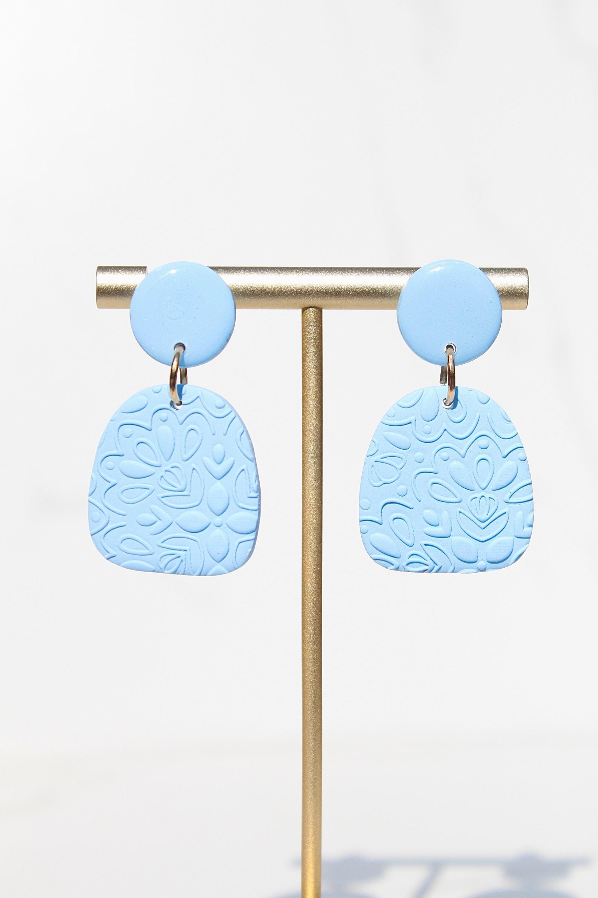 Colorful Textured Polymer Clay Earrings – Handmade Statement Dangle Earrings – Floral Imprint Earrings – Lightweight Bold Jewelry – Gift for