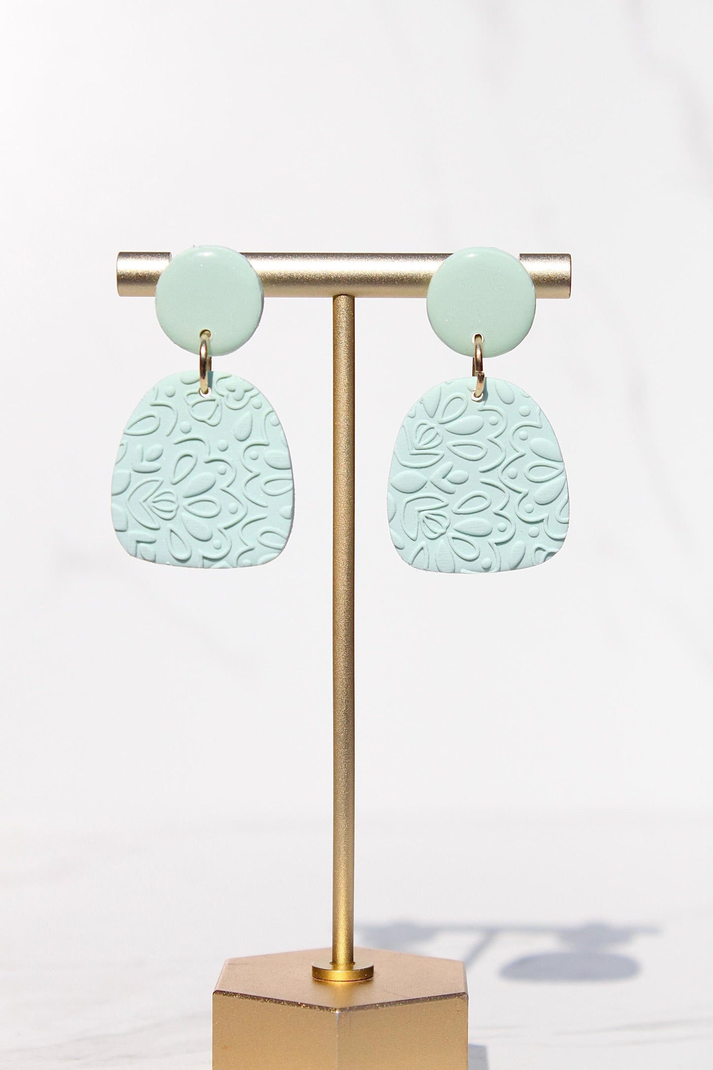 Colorful Textured Polymer Clay Earrings – Handmade Statement Dangle Earrings – Floral Imprint Earrings – Lightweight Bold Jewelry – Gift for