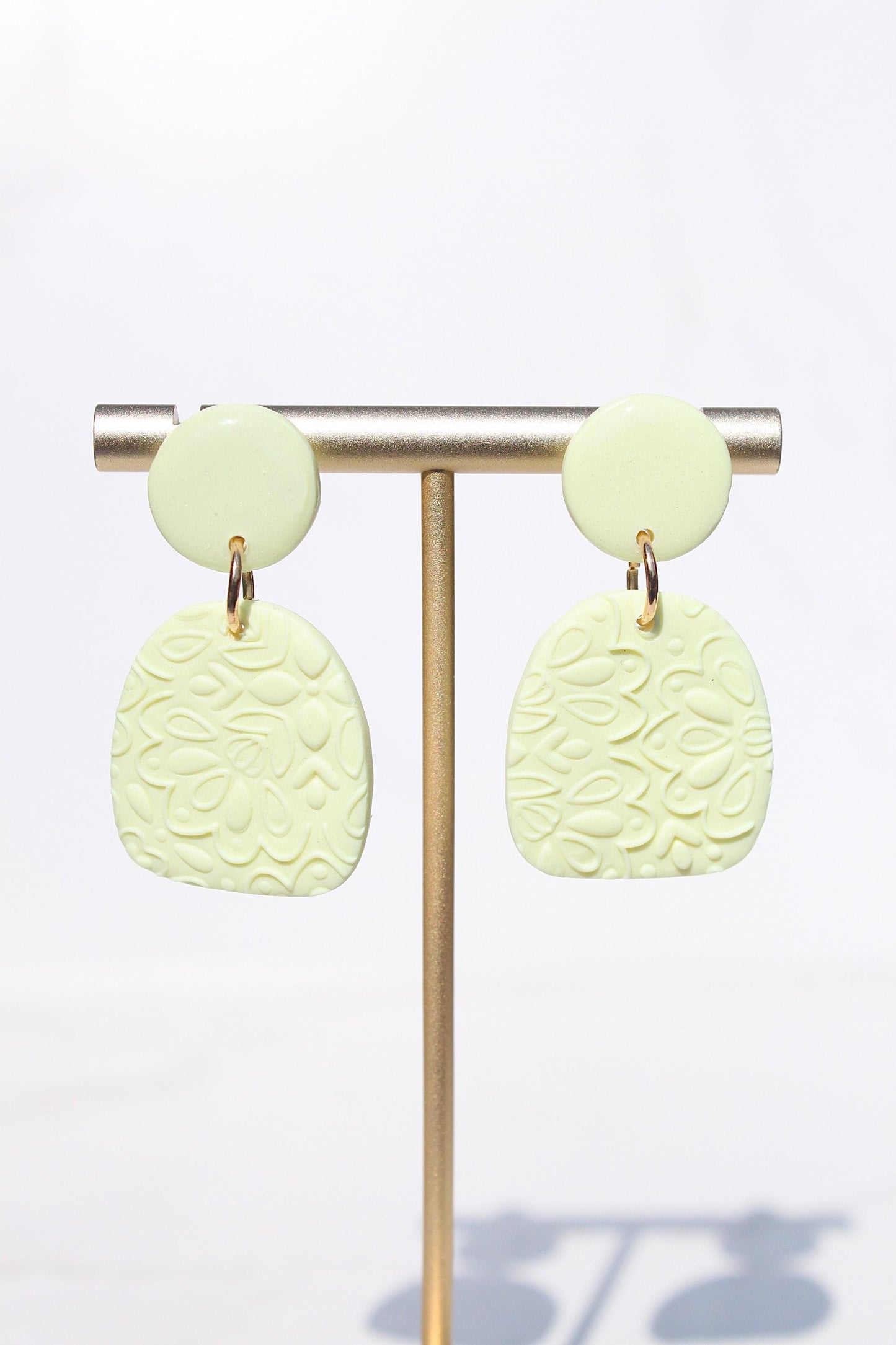 Colorful Textured Polymer Clay Earrings – Handmade Statement Dangle Earrings – Floral Imprint Earrings – Lightweight Bold Jewelry – Gift for