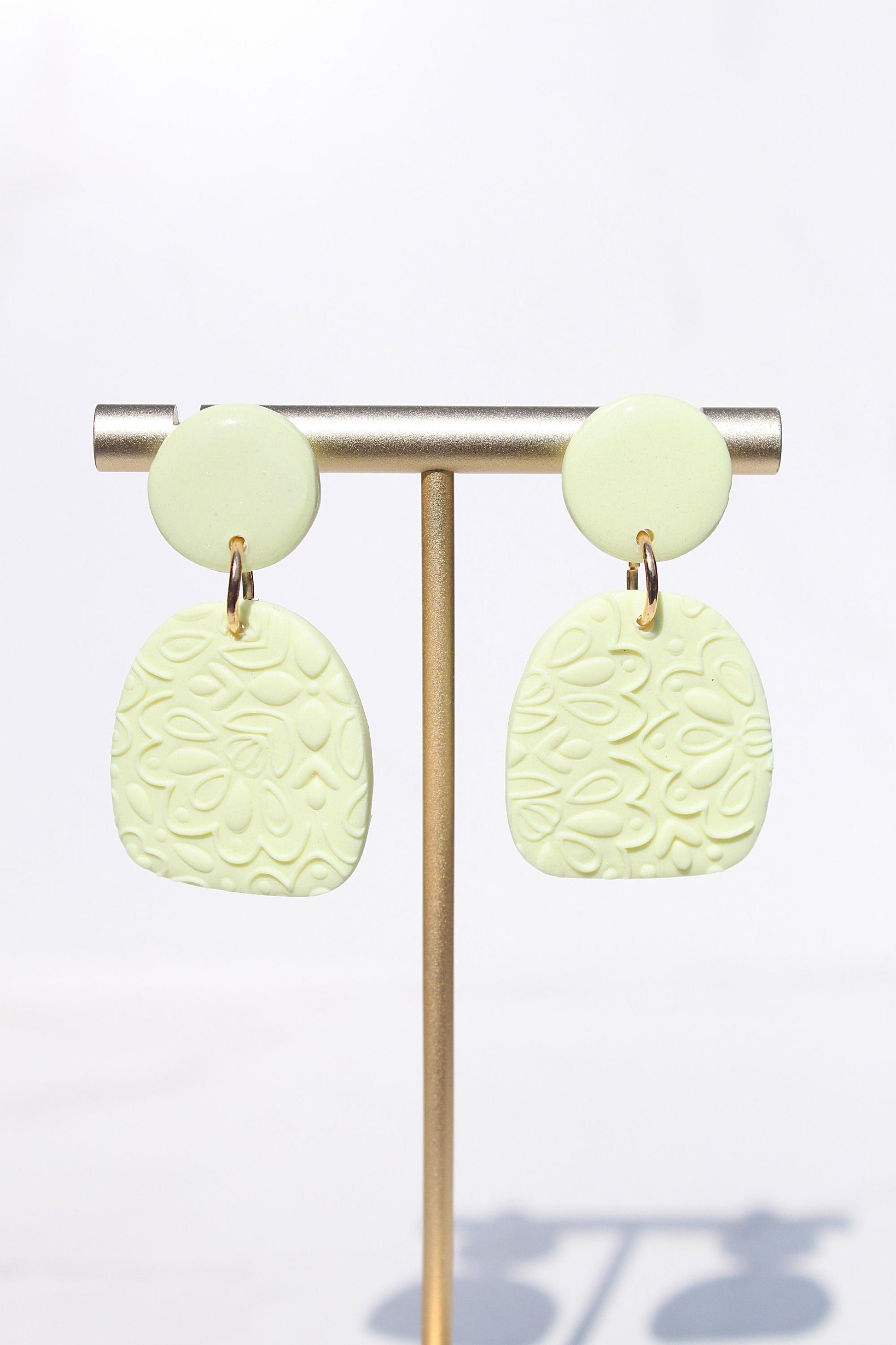 Colorful Textured Polymer Clay Earrings – Handmade Statement Dangle Earrings – Floral Imprint Earrings – Lightweight Bold Jewelry – Gift for