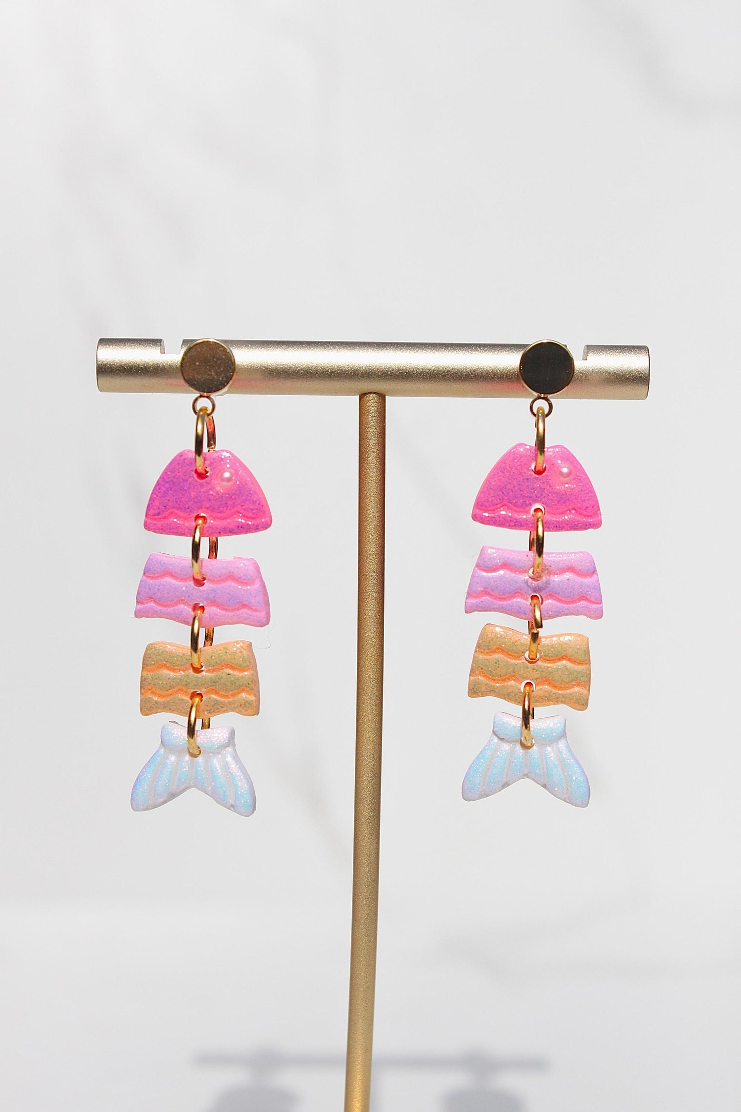 Colorful Fish Dangle Clay Earrings – Clay & Resin Finish