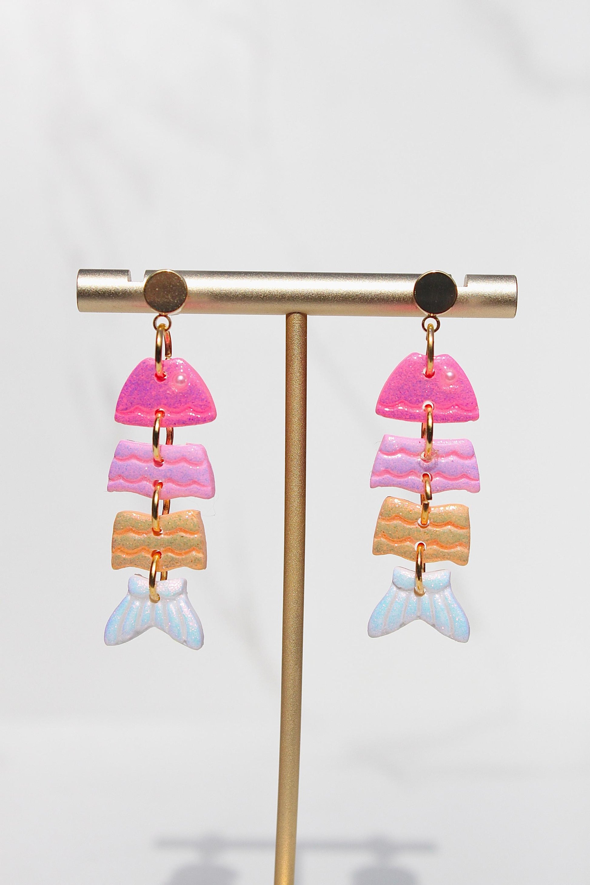 Colorful Fish Dangle Clay Earrings – Clay & Resin Finish