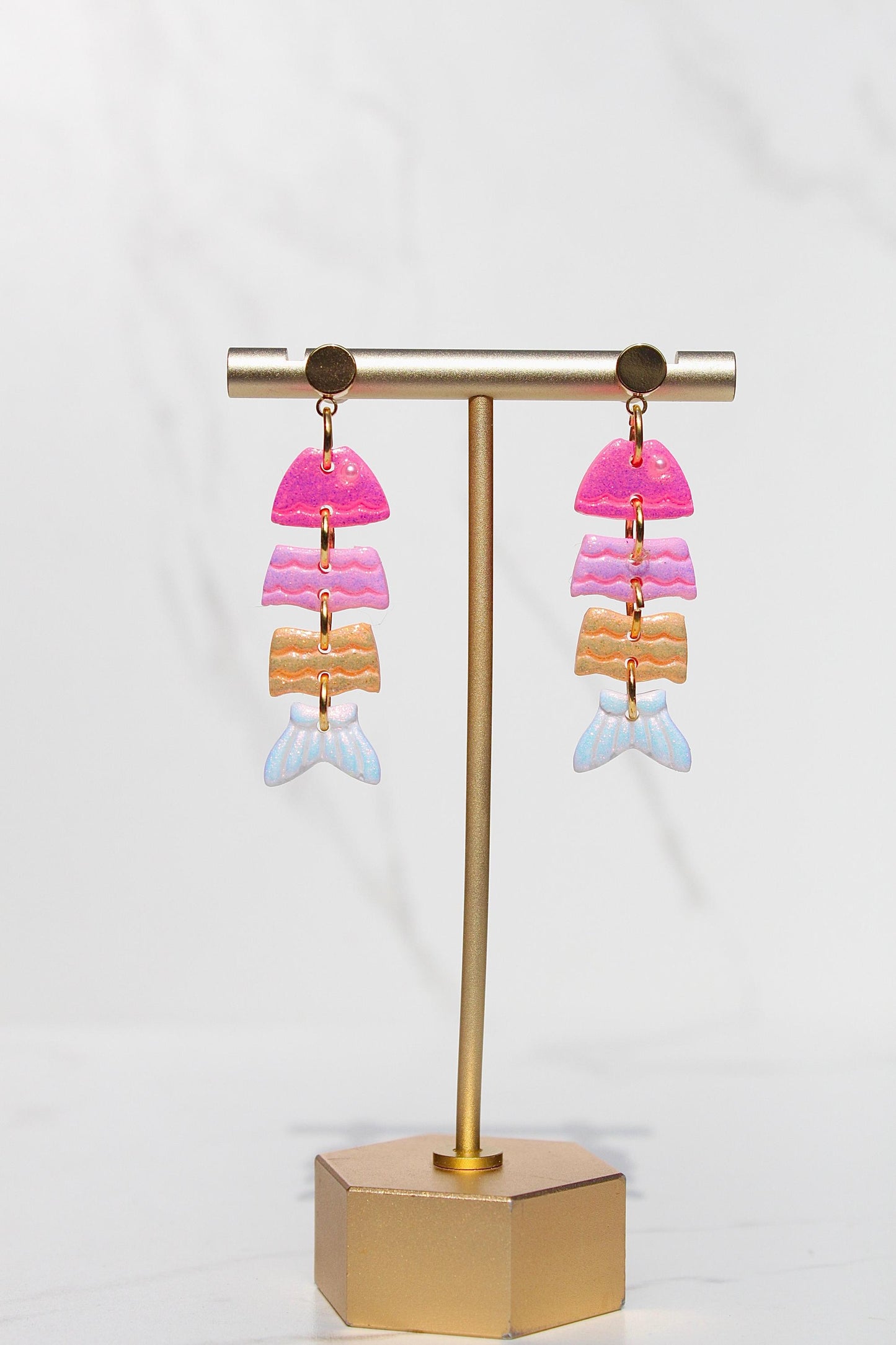 Colorful Fish Dangle Clay Earrings – Clay & Resin Finish
