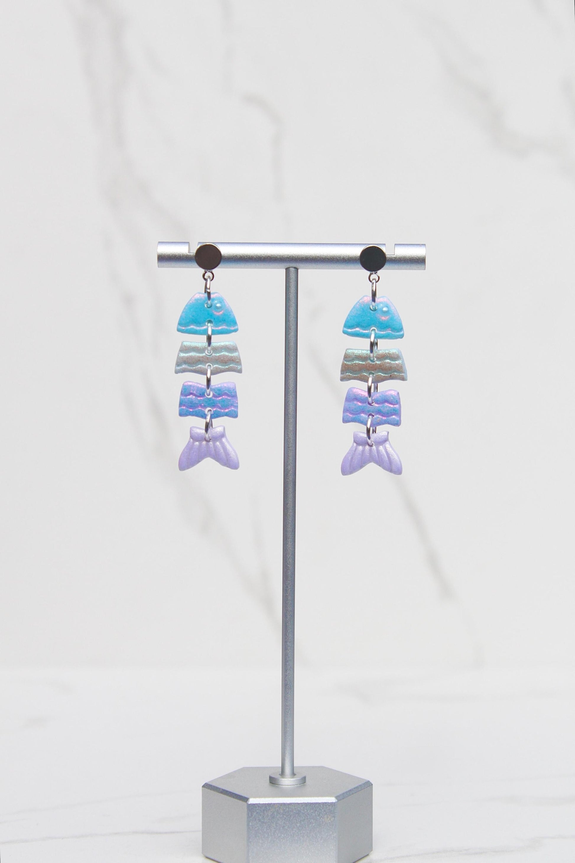 Colorful Fish Dangle Clay Earrings – Clay & Resin Finish
