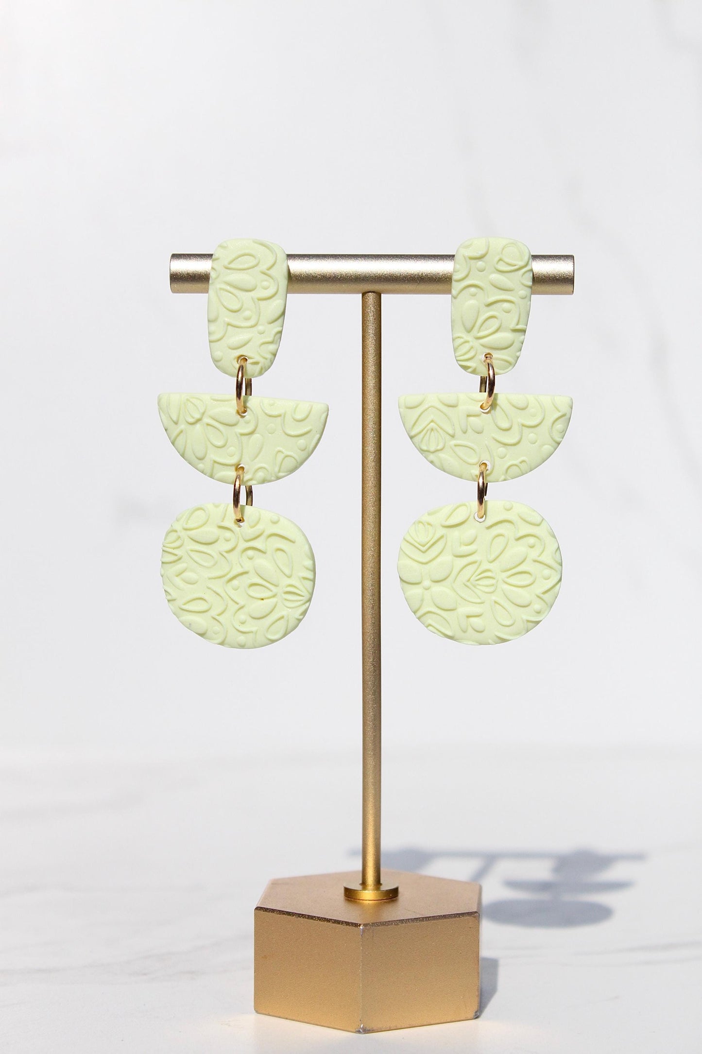 Colorful Textured Polymer Clay Earrings – Handmade Statement Dangle Earrings – Floral Imprint Earrings – Lightweight Bold Jewelry – Gift for