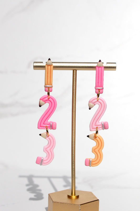 123 Number Pencil Clay Earrings - Teacher Back to School Handmade Jewelry