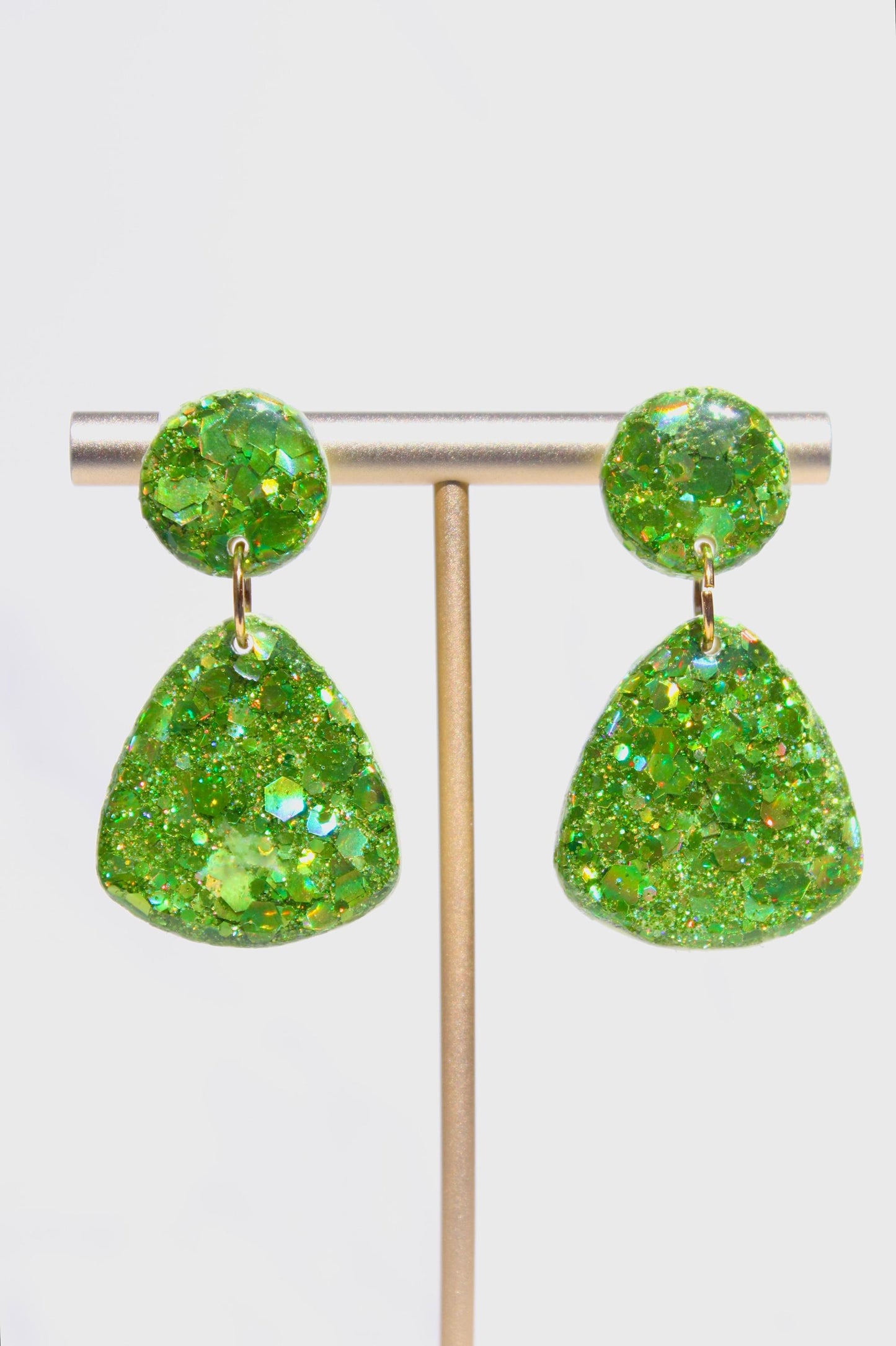 Glitter Clay Earrings in Green | Handmade Lightweight Statement Earrings | Sparkly Polymer Clay Jewelry | Party & Everyday Style