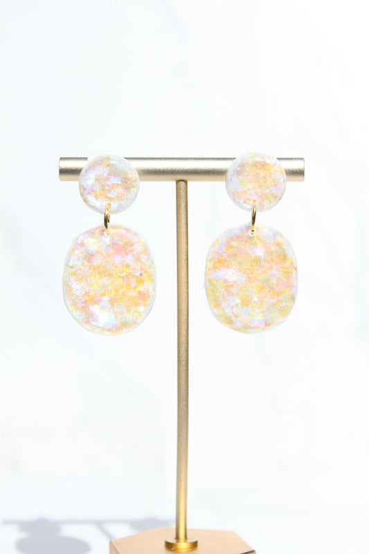 Glitter Clay Earrings in Cream | Handmade Lightweight Statement Earrings | Sparkly Polymer Clay Jewelry | Party & Everyday Style