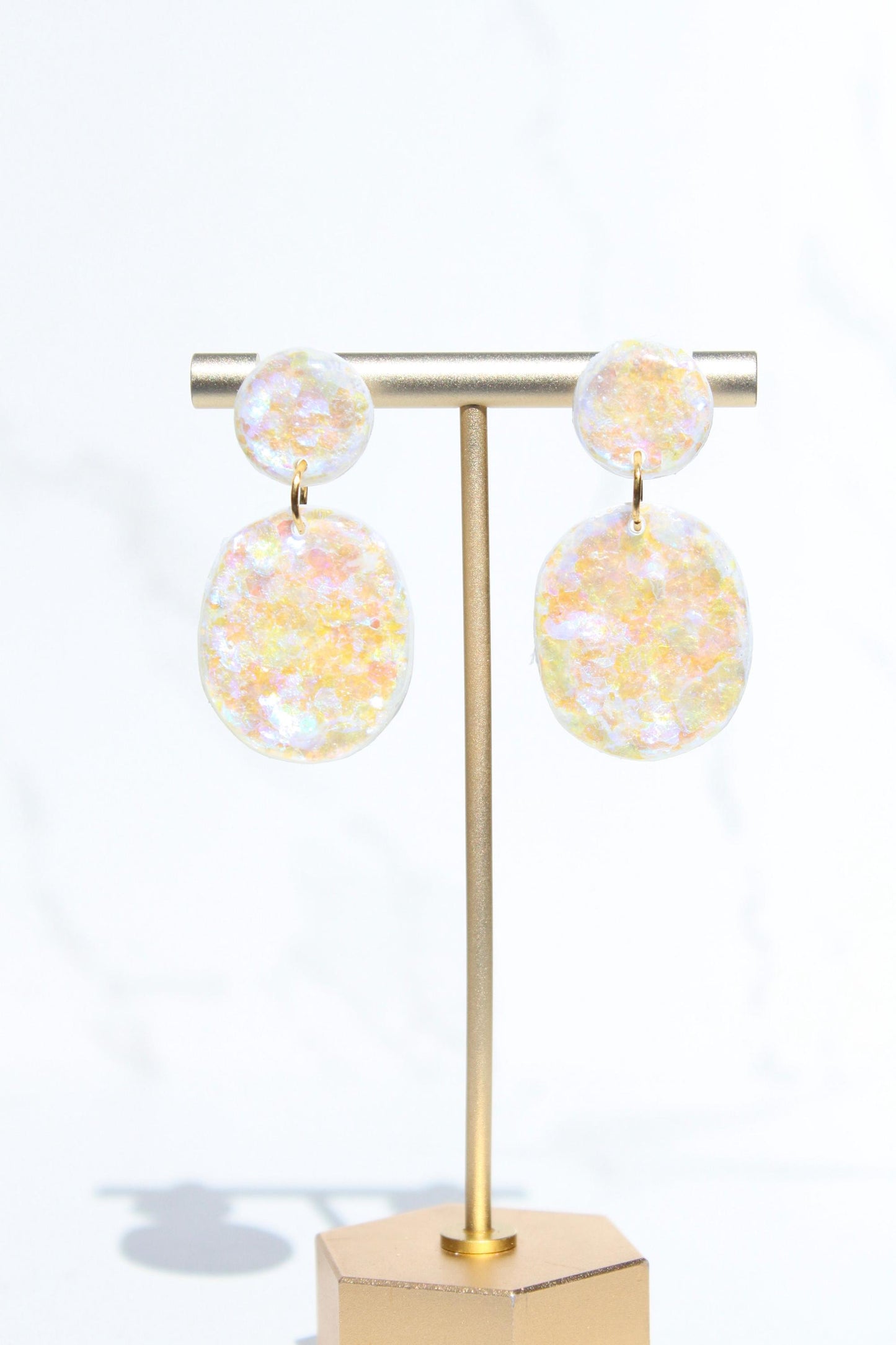 Glitter Clay Earrings in Cream | Handmade Lightweight Statement Earrings | Sparkly Polymer Clay Jewelry | Party & Everyday Style