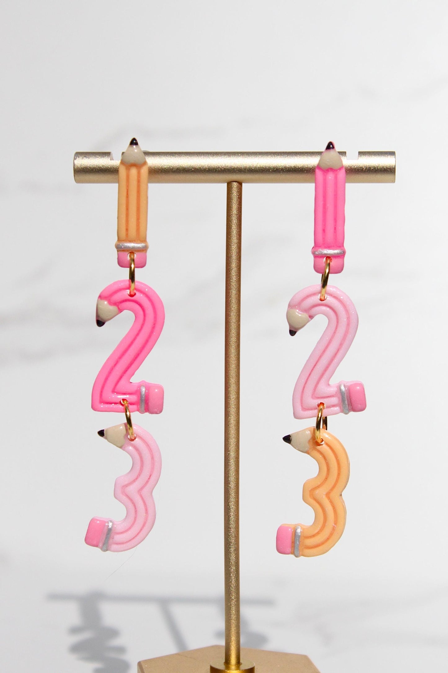 123 Number Pencil Clay Earrings - Teacher Back to School Handmade Jewelry