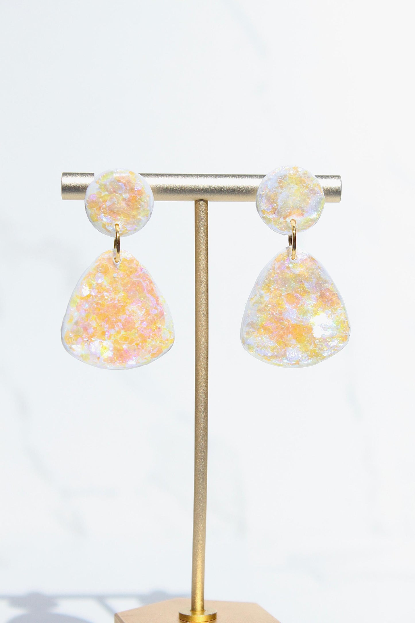 Glitter Clay Earrings in Cream | Handmade Lightweight Statement Earrings | Sparkly Polymer Clay Jewelry | Party & Everyday Style