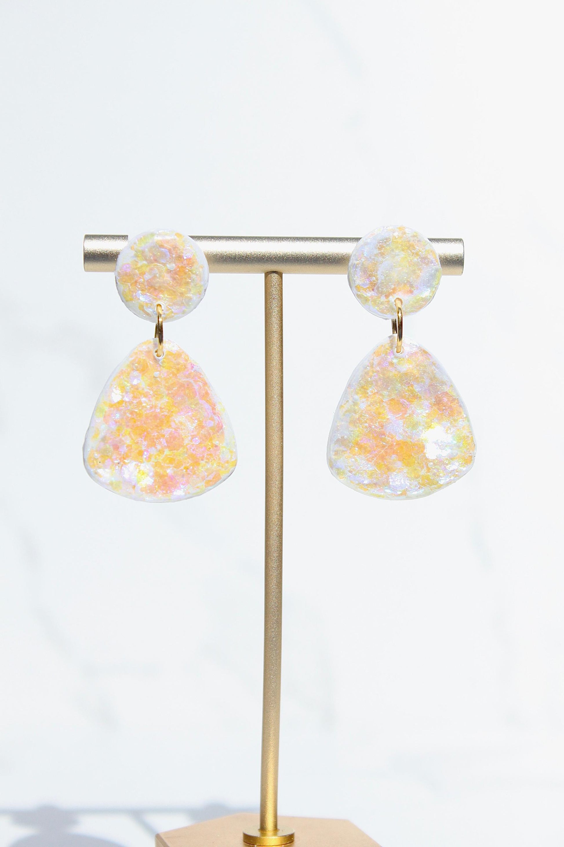 Glitter Clay Earrings in Cream | Handmade Lightweight Statement Earrings | Sparkly Polymer Clay Jewelry | Party & Everyday Style