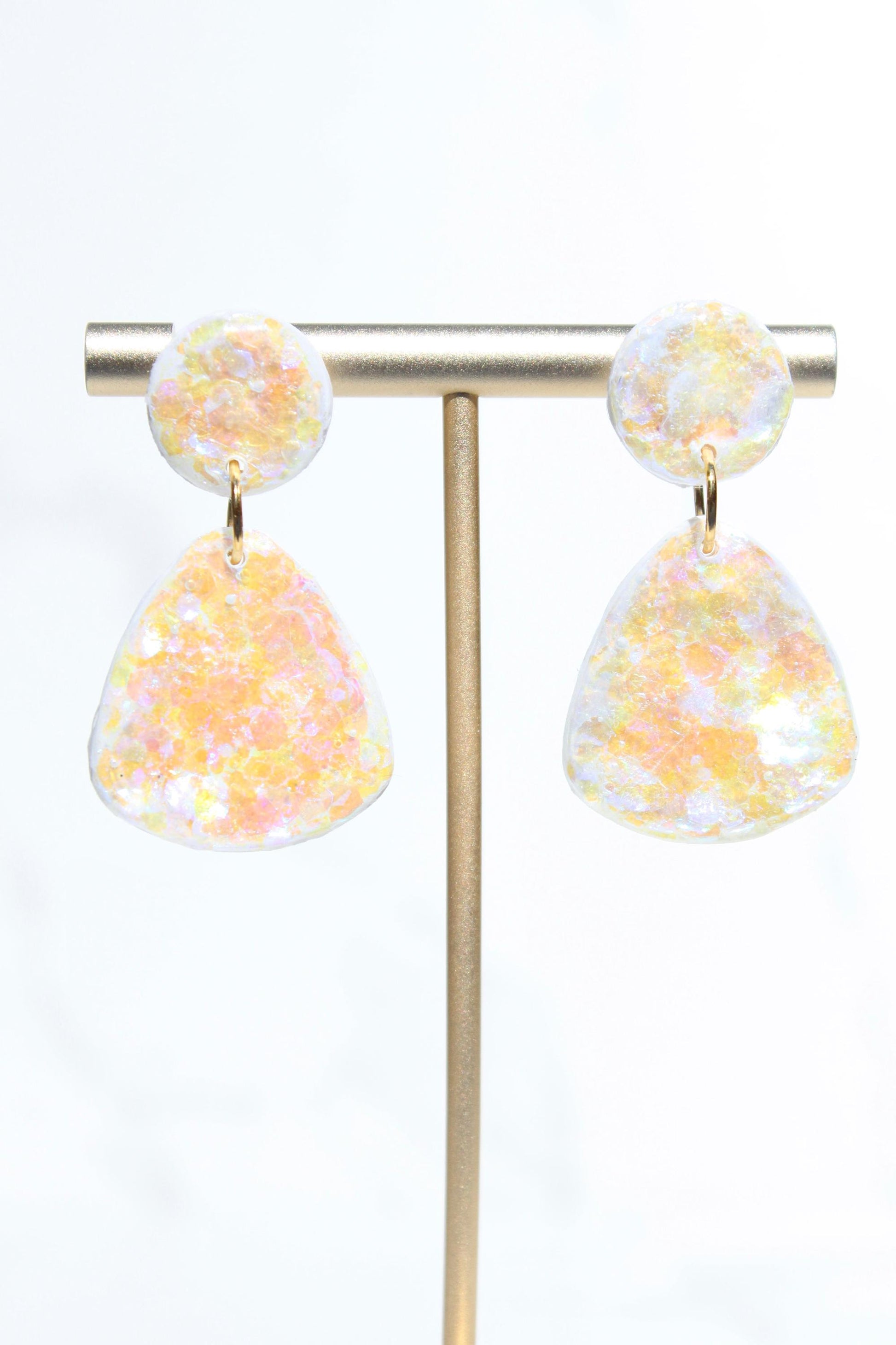 Glitter Clay Earrings in Cream | Handmade Lightweight Statement Earrings | Sparkly Polymer Clay Jewelry | Party & Everyday Style