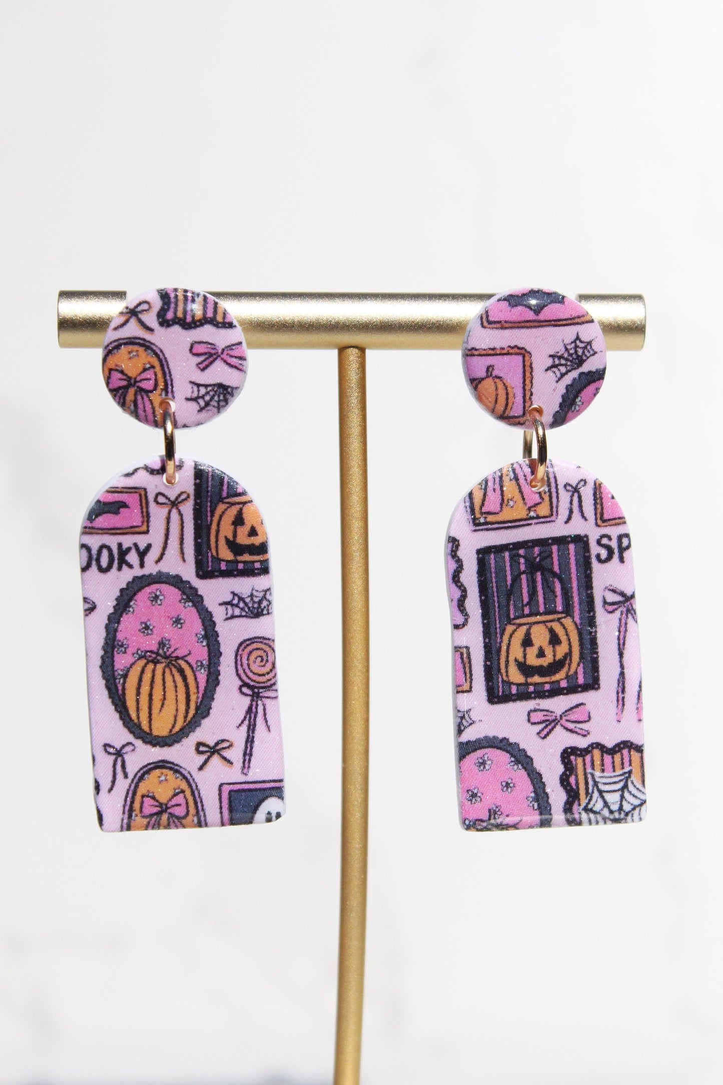 Pink Halloween Earrings | Cute Ghost Earrings | Polymer Clay Earrings | Spooky Cute Jewelry | Fall Statement Earrings for Women