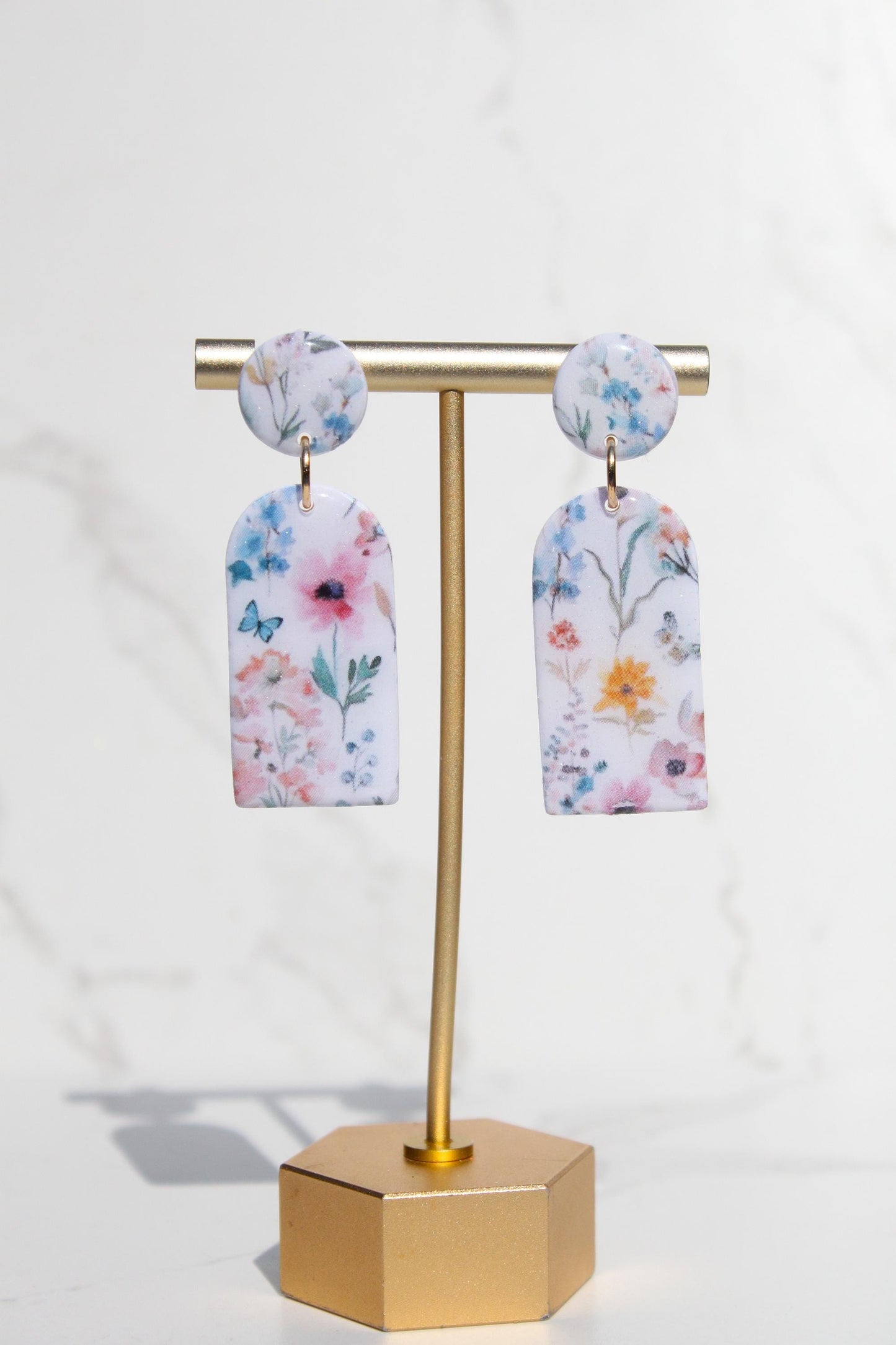 Floral Clay Earrings | Lightweight Statement Earrings | Handmade Botanical Jewelry | Spring Earrings | Colorful Dangle Earrings for Women