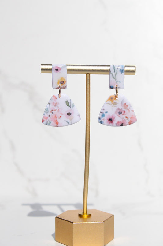 Floral Clay Earrings | Lightweight Statement Earrings | Handmade Botanical Jewelry | Spring Earrings | Colorful Dangle Earrings for Women