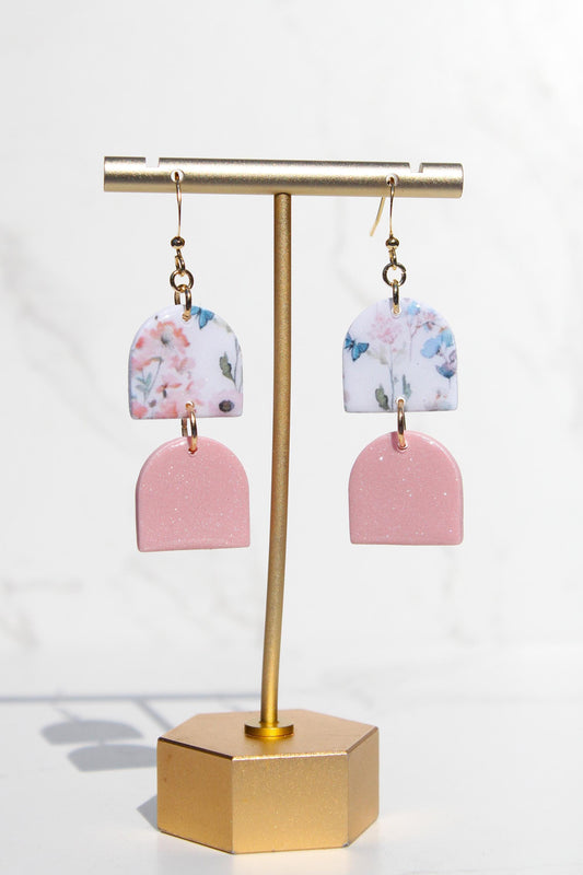 Floral Clay Earrings | Lightweight Statement Earrings | Handmade Botanical Jewelry | Spring Earrings | Colorful Dangle Earrings for Women