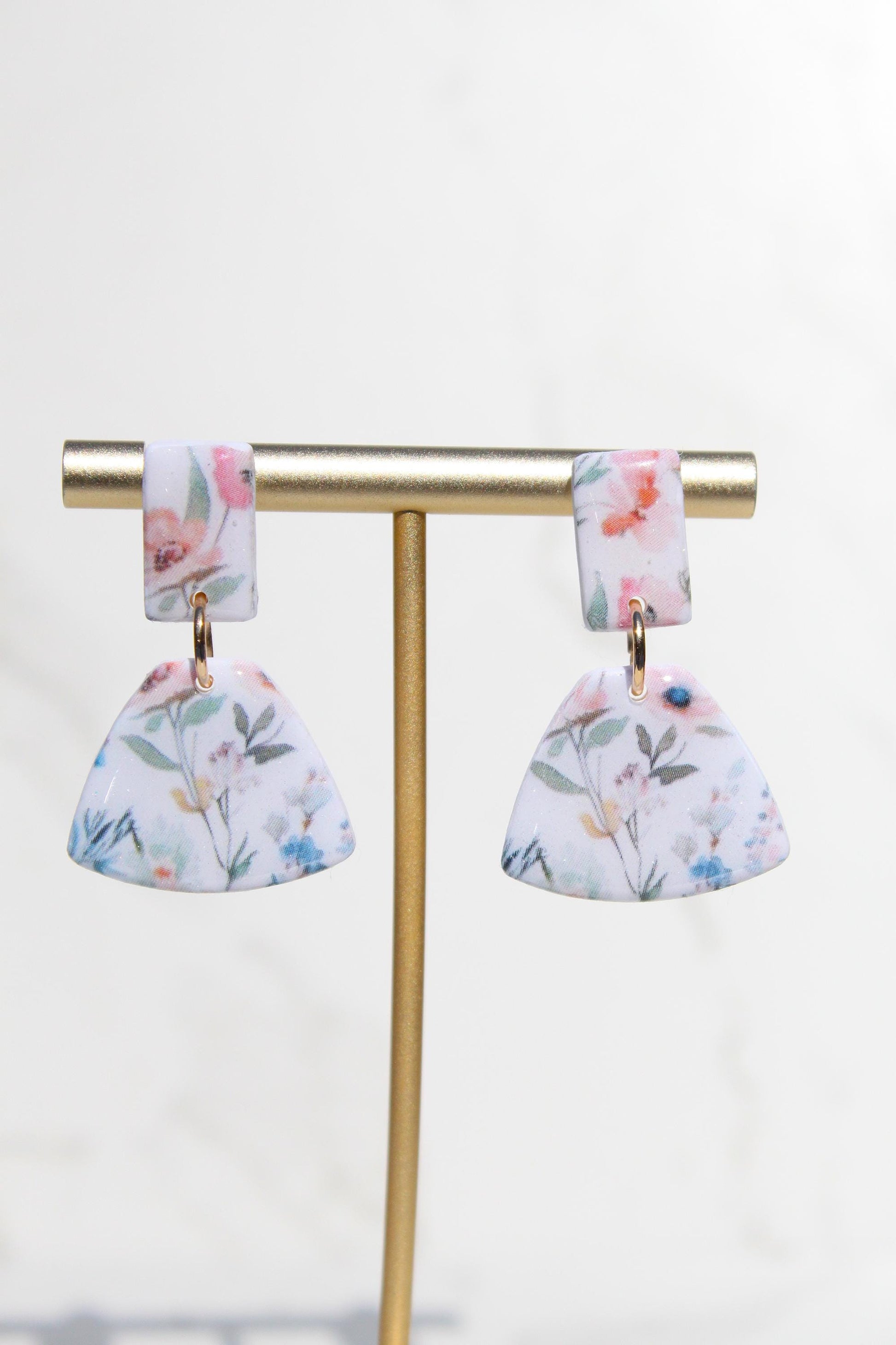 Floral Clay Earrings | Lightweight Statement Earrings | Handmade Botanical Jewelry | Spring Earrings | Colorful Dangle Earrings for Women