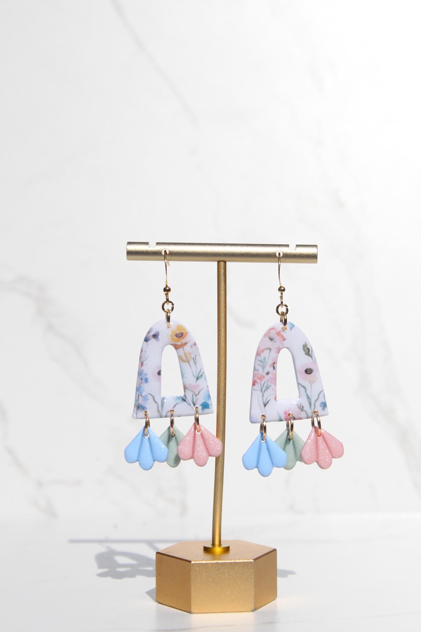 Floral Clay Earrings | Lightweight Statement Earrings | Handmade Botanical Jewelry | Spring Earrings | Colorful Dangle Earrings for Women