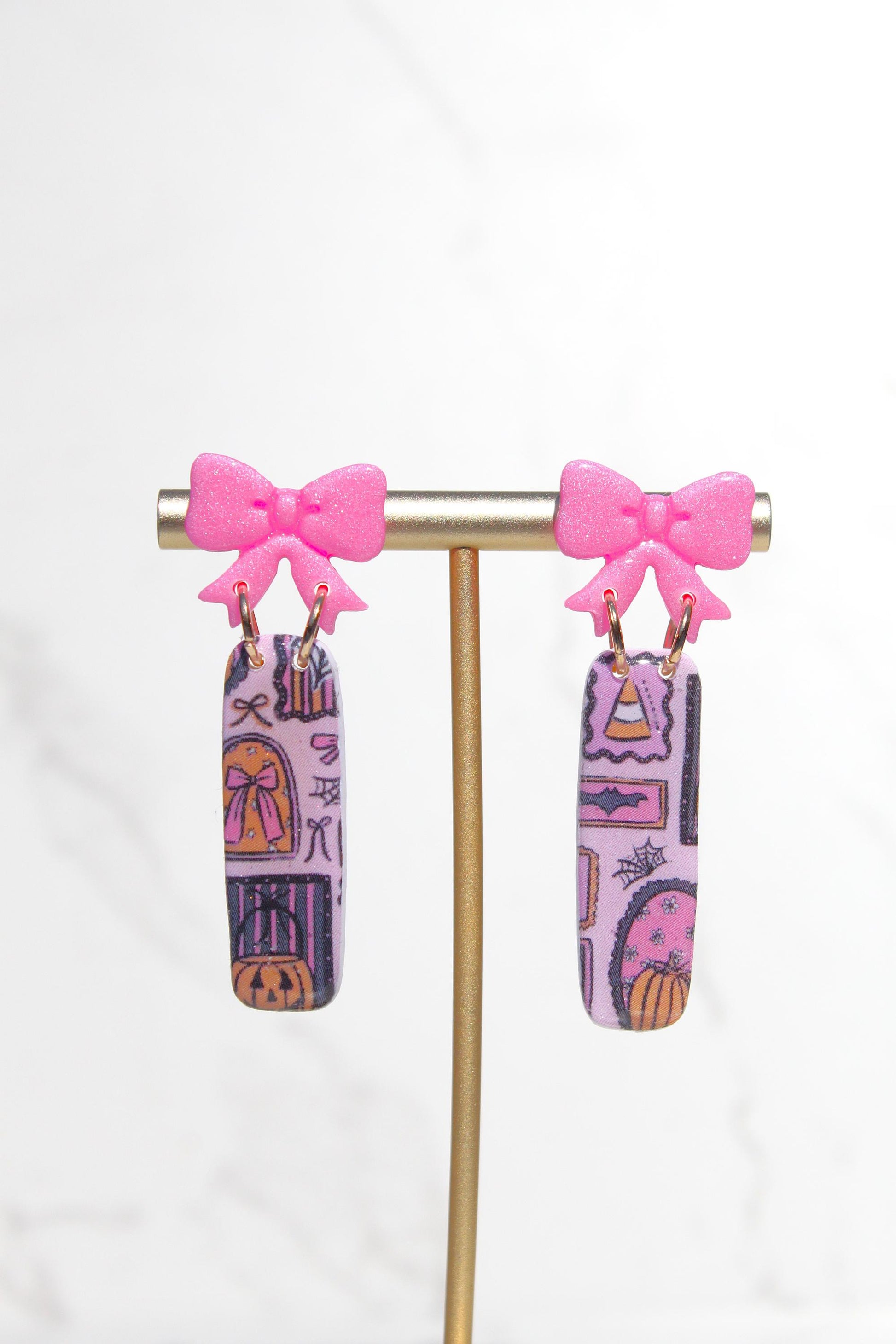 Pink Halloween Earrings | Cute Ghost Earrings | Polymer Clay Earrings | Spooky Cute Jewelry | Fall Statement Earrings for Women