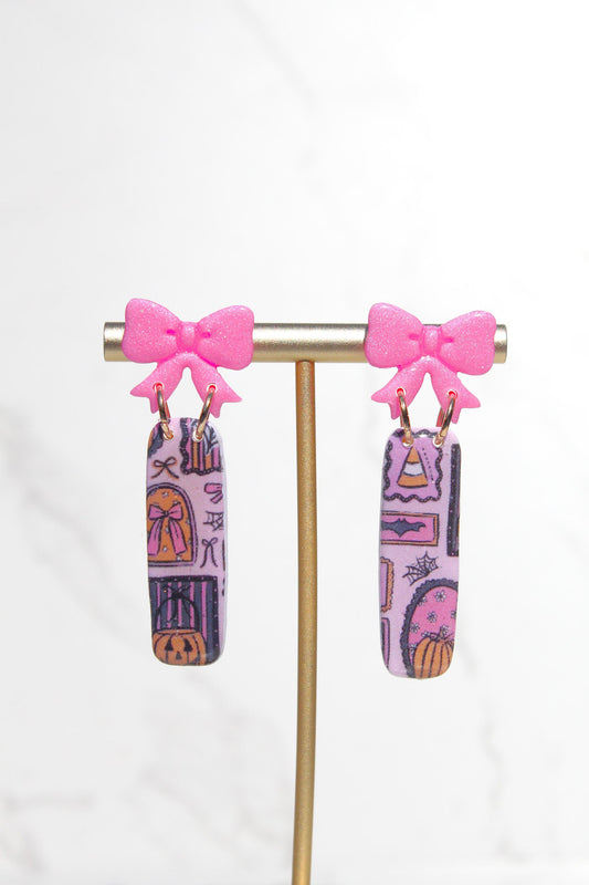 Pink Halloween Earrings | Cute Ghost Earrings | Polymer Clay Earrings | Spooky Cute Jewelry | Fall Statement Earrings for Women