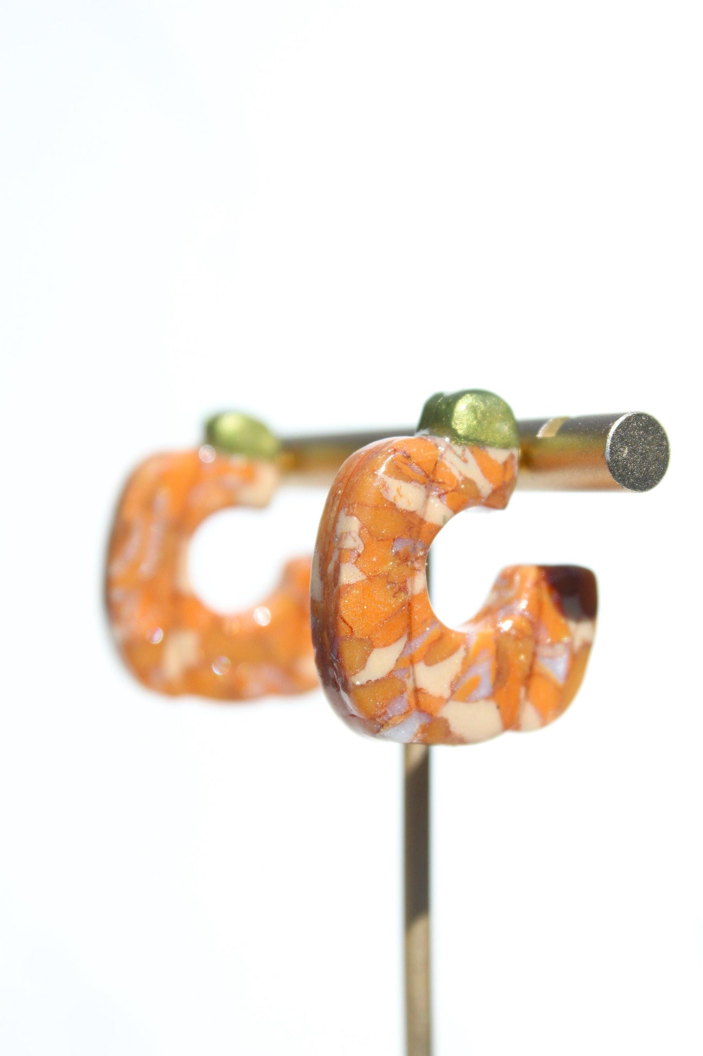 Orange Pumpkin Hoop Earrings | Halloween Clay Earrings | Fall Statement Jewelry | Spooky Cute Hoops | Handmade Polymer Clay