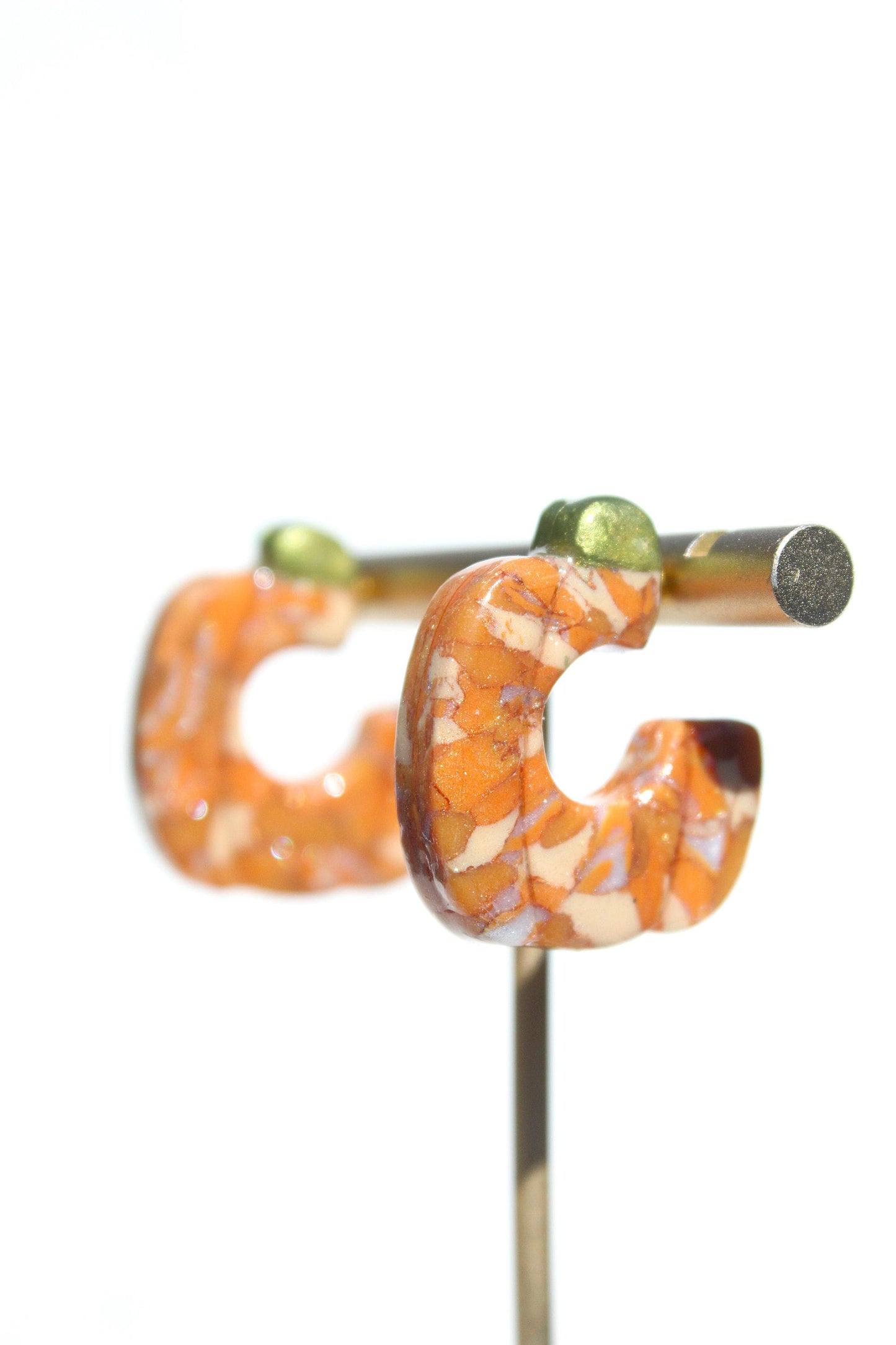 Orange Pumpkin Hoop Earrings | Halloween Clay Earrings | Fall Statement Jewelry | Spooky Cute Hoops | Handmade Polymer Clay