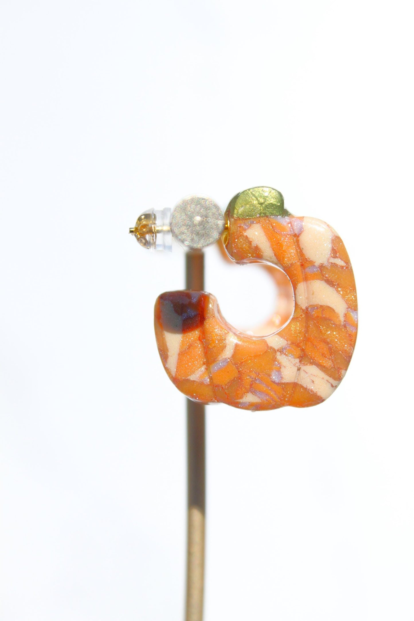 Orange Pumpkin Hoop Earrings | Halloween Clay Earrings | Fall Statement Jewelry | Spooky Cute Hoops | Handmade Polymer Clay