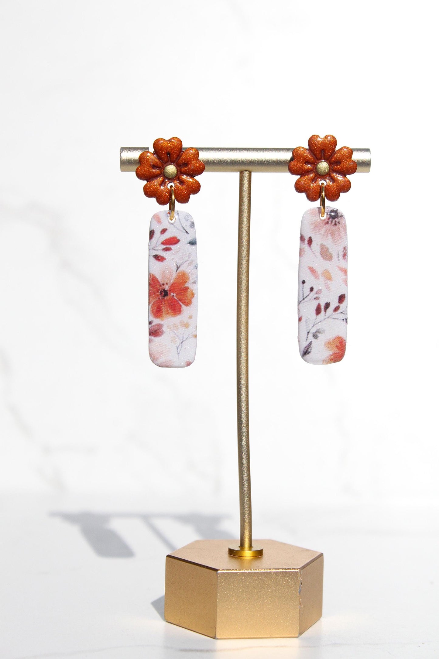 Fall Floral Clay Earrings | Autumn Statement Jewelry | Handmade Polymer Clay | Lightweight Earrings | Boho Fall Accessories