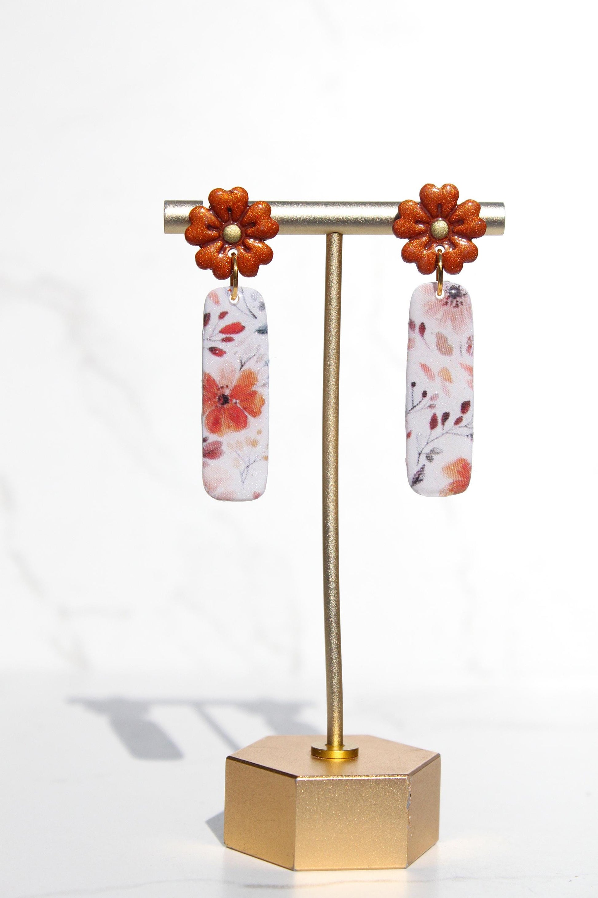 Fall Floral Clay Earrings | Autumn Statement Jewelry | Handmade Polymer Clay | Lightweight Earrings | Boho Fall Accessories