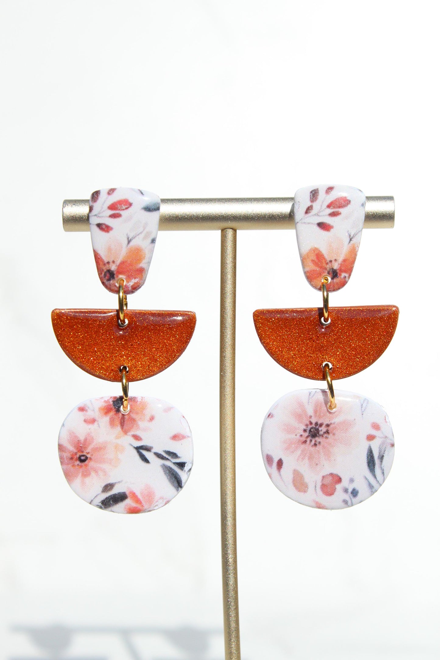 Fall Floral Clay Earrings | Autumn Statement Jewelry | Handmade Polymer Clay | Lightweight Earrings | Boho Fall Accessories