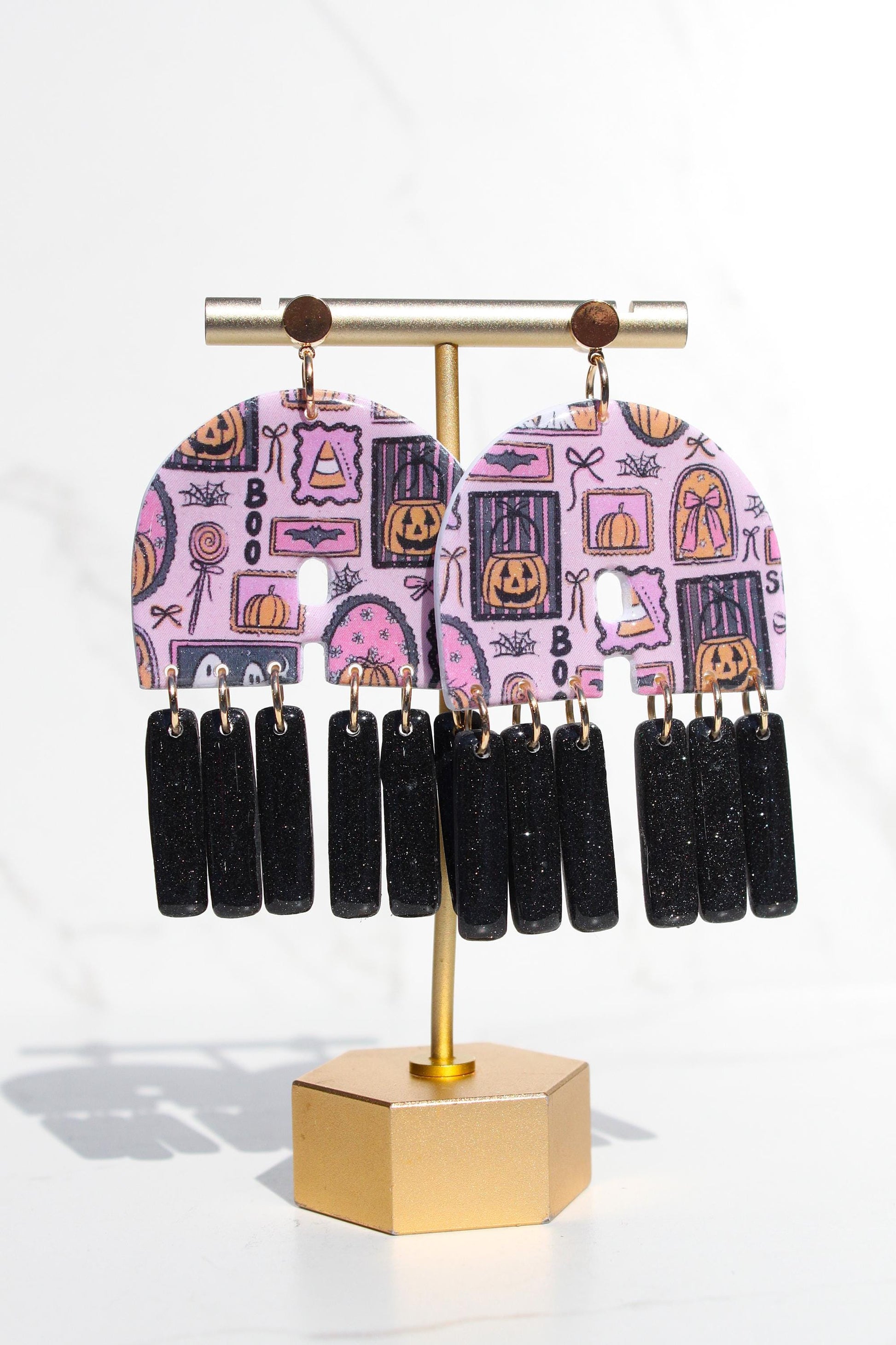 Pink Halloween Earrings | Cute Ghost Earrings | Polymer Clay Earrings | Spooky Cute Jewelry | Fall Statement Earrings for Women