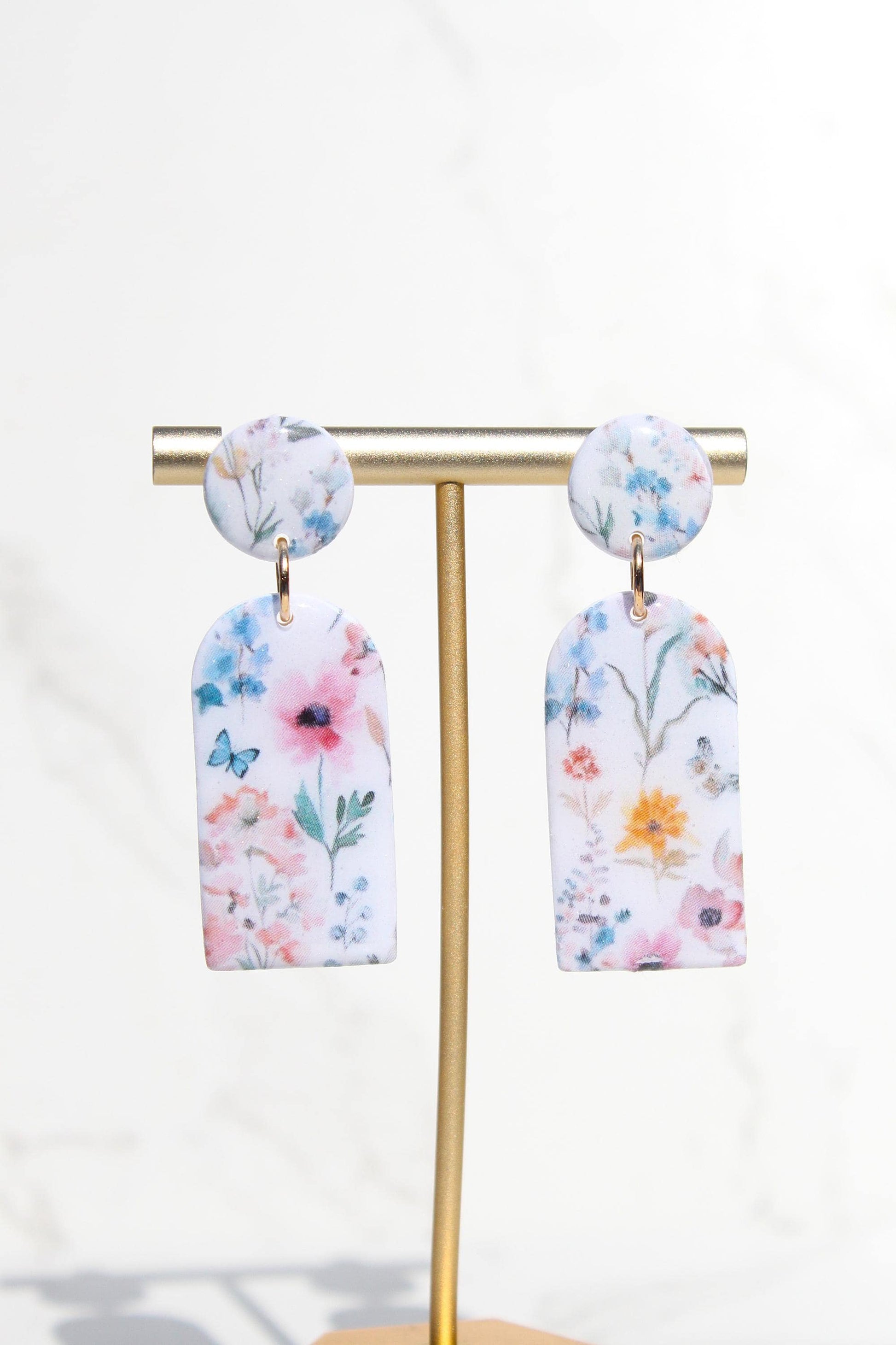 Floral Clay Earrings | Lightweight Statement Earrings | Handmade Botanical Jewelry | Spring Earrings | Colorful Dangle Earrings for Women