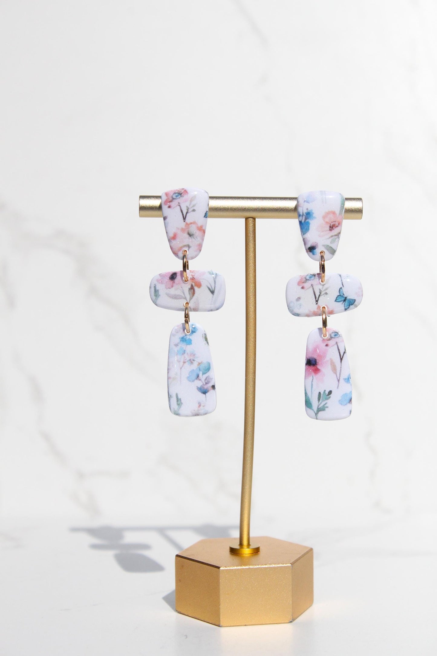 Floral Clay Earrings | Lightweight Statement Earrings | Handmade Botanical Jewelry | Spring Earrings | Colorful Dangle Earrings for Women