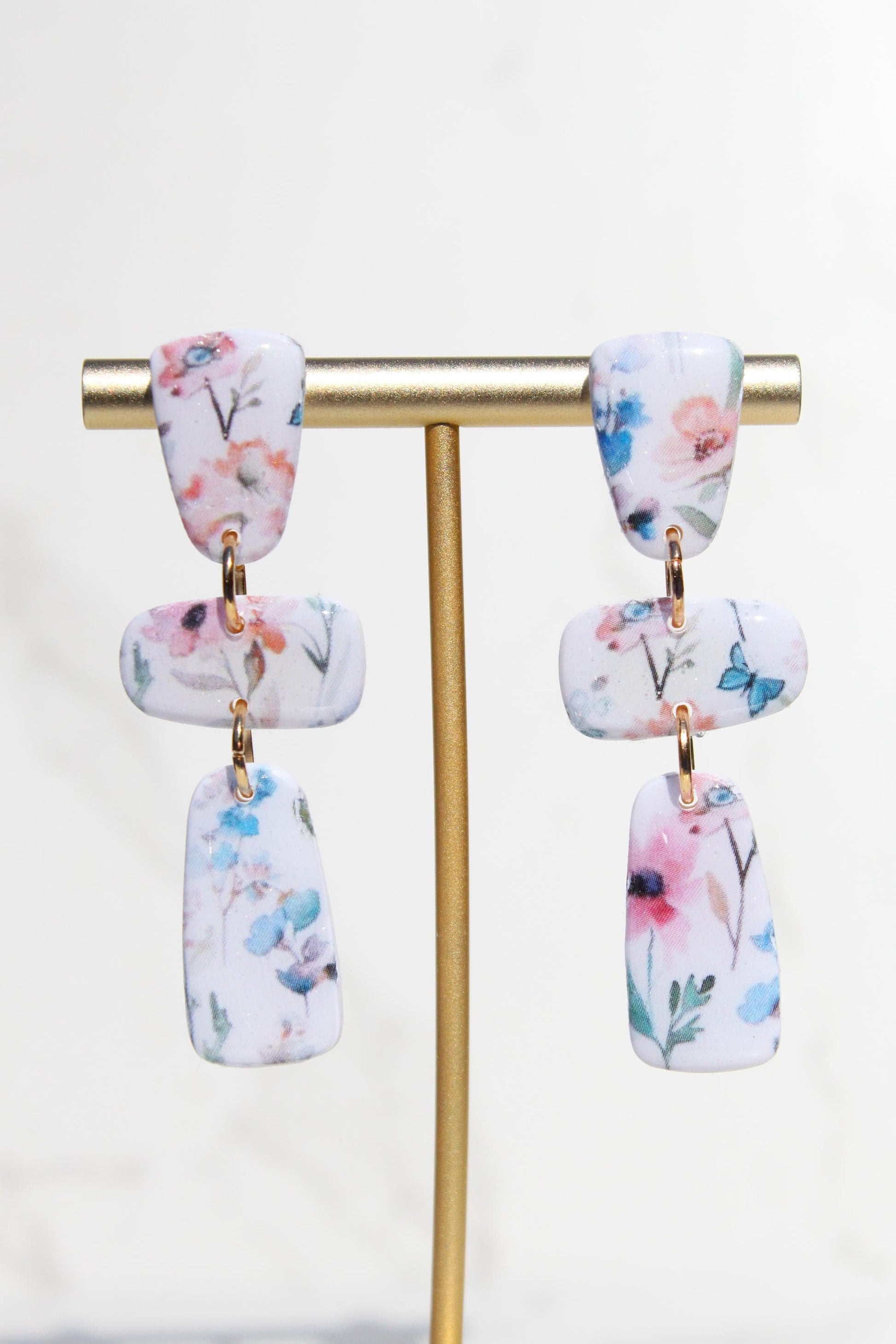 Floral Clay Earrings | Lightweight Statement Earrings | Handmade Botanical Jewelry | Spring Earrings | Colorful Dangle Earrings for Women