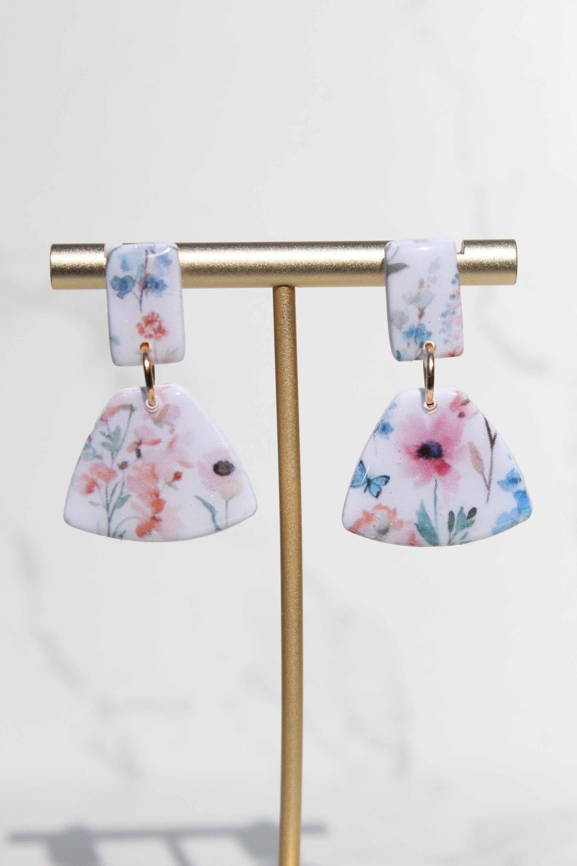 Floral Clay Earrings | Lightweight Statement Earrings | Handmade Botanical Jewelry | Spring Earrings | Colorful Dangle Earrings for Women