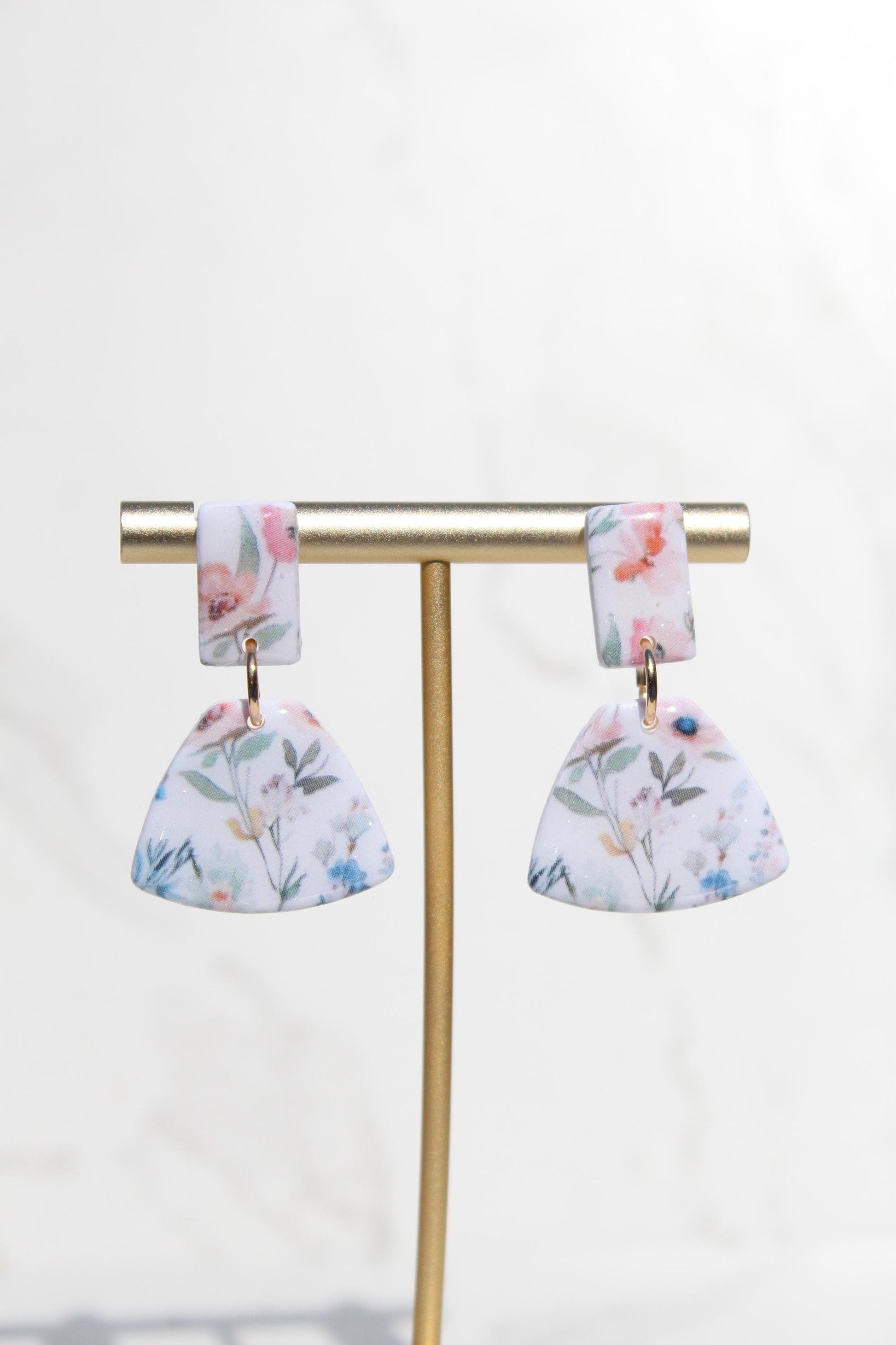 Floral Clay Earrings | Lightweight Statement Earrings | Handmade Botanical Jewelry | Spring Earrings | Colorful Dangle Earrings for Women