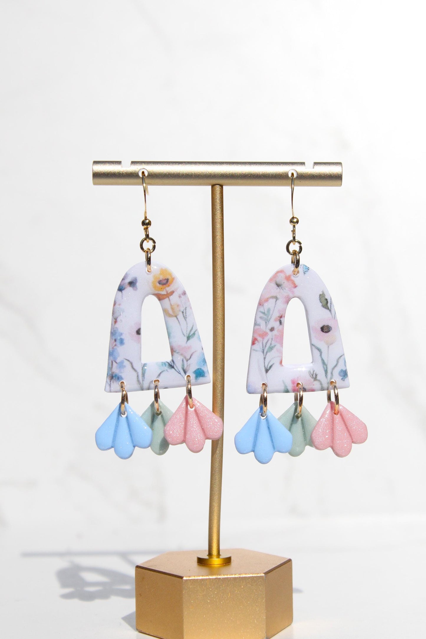 Floral Clay Earrings | Lightweight Statement Earrings | Handmade Botanical Jewelry | Spring Earrings | Colorful Dangle Earrings for Women