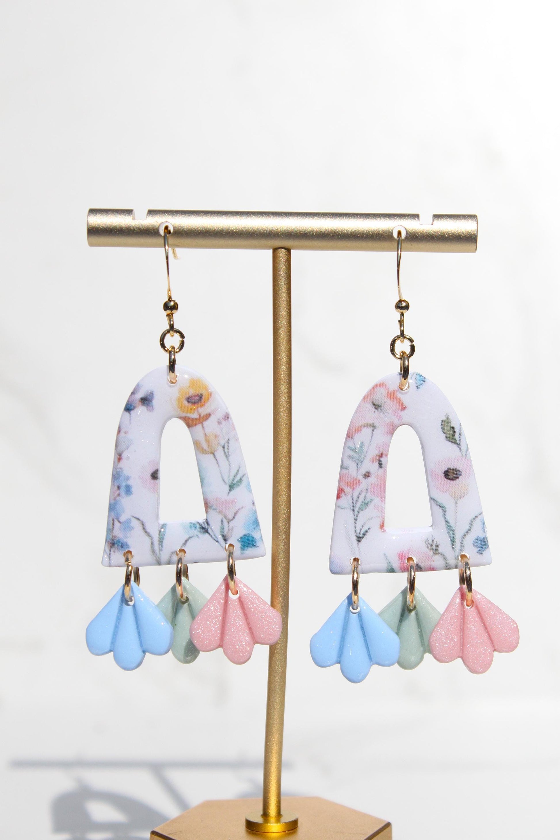 Floral Clay Earrings | Lightweight Statement Earrings | Handmade Botanical Jewelry | Spring Earrings | Colorful Dangle Earrings for Women