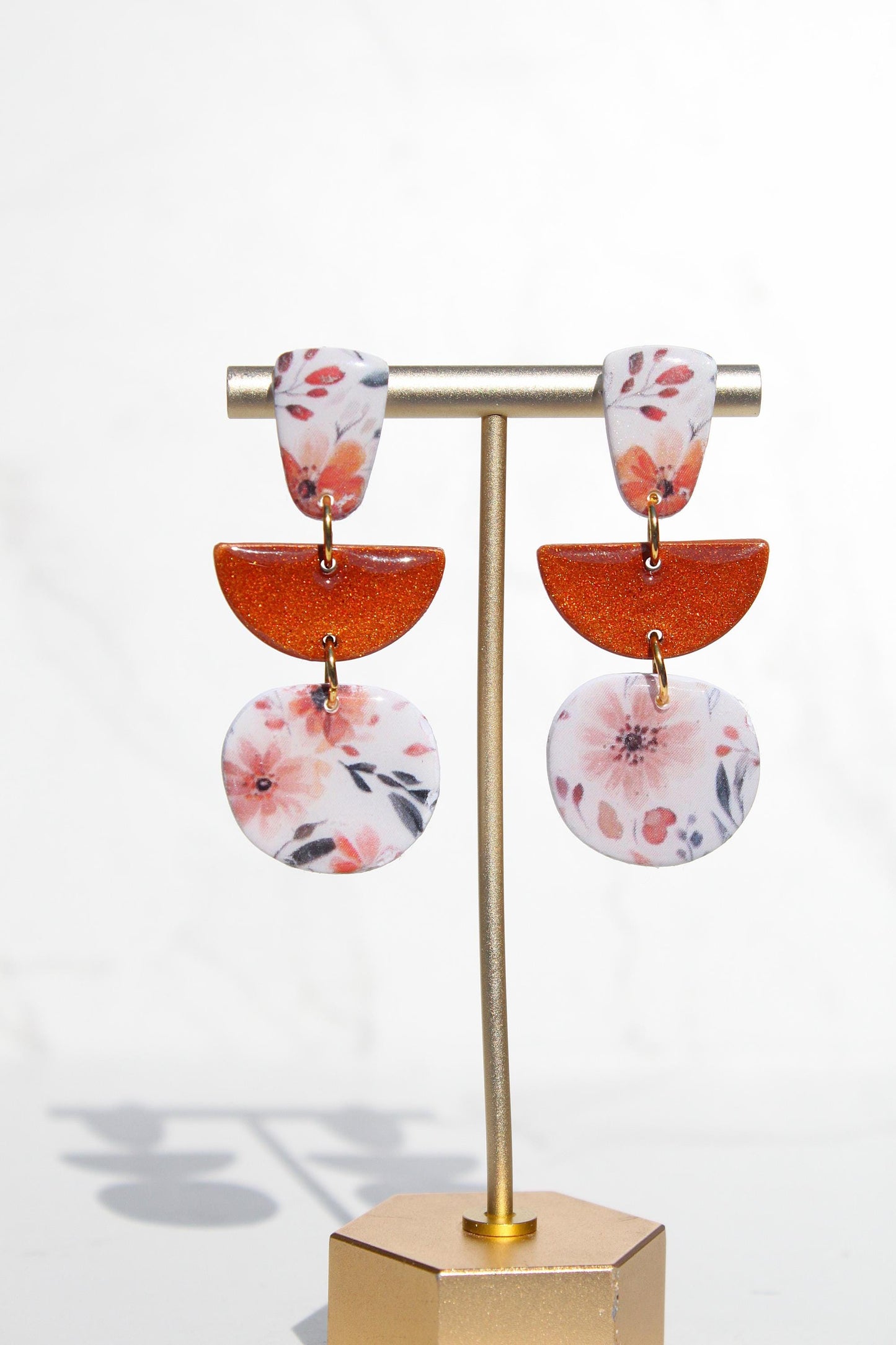 Fall Floral Clay Earrings | Autumn Statement Jewelry | Handmade Polymer Clay | Lightweight Earrings | Boho Fall Accessories