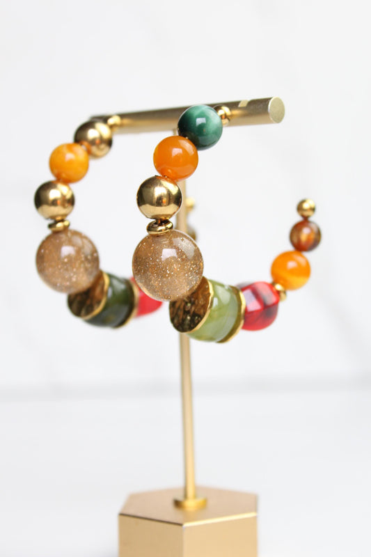 Colorful Beaded Hoop Earrings | Handmade Statement Hoops | Lightweight Bead Jewelry | Fun Everyday Earrings