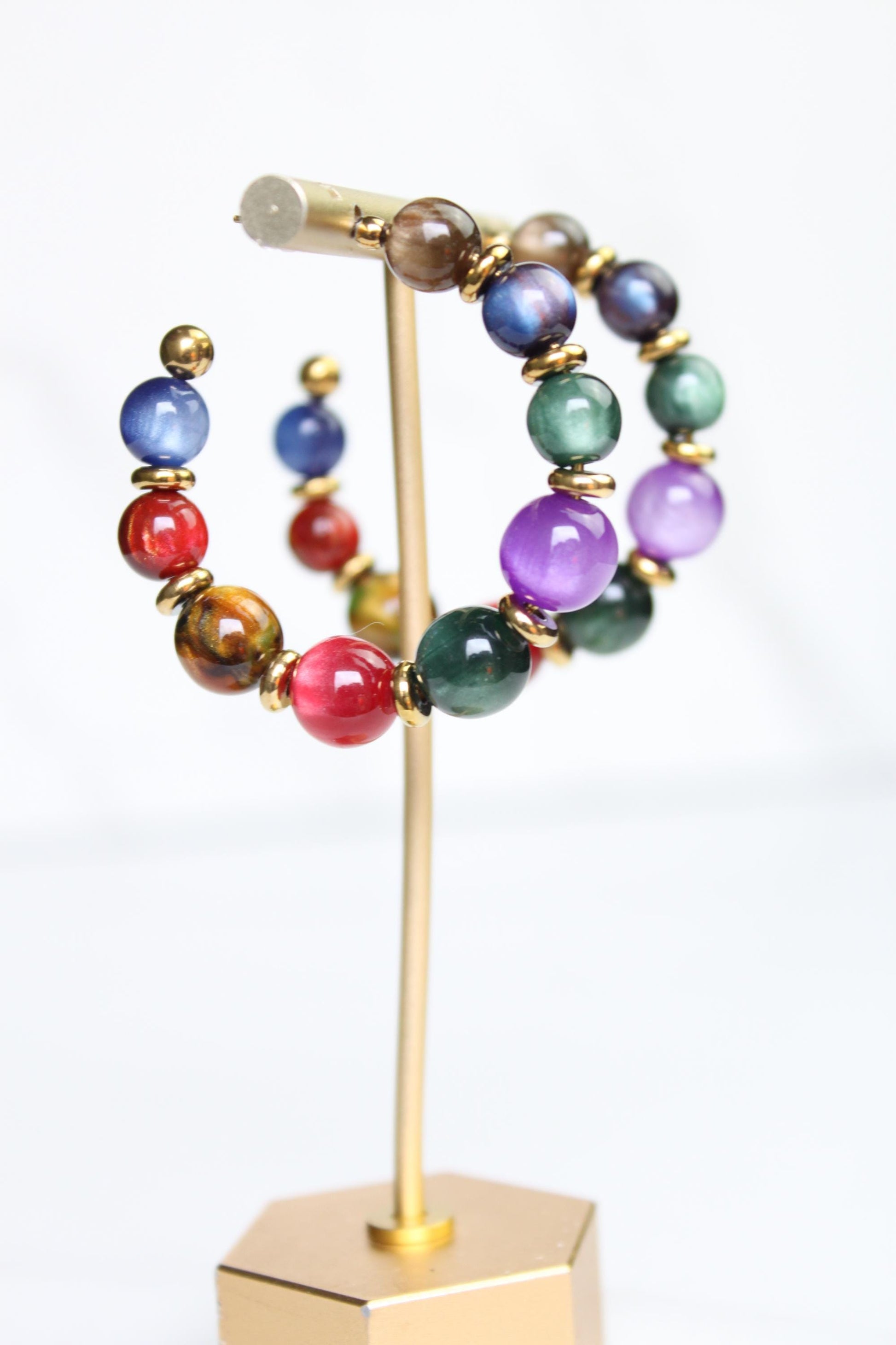 Colorful Beaded Hoop Earrings | Handmade Statement Hoops | Lightweight Bead Jewelry | Fun Everyday Earrings