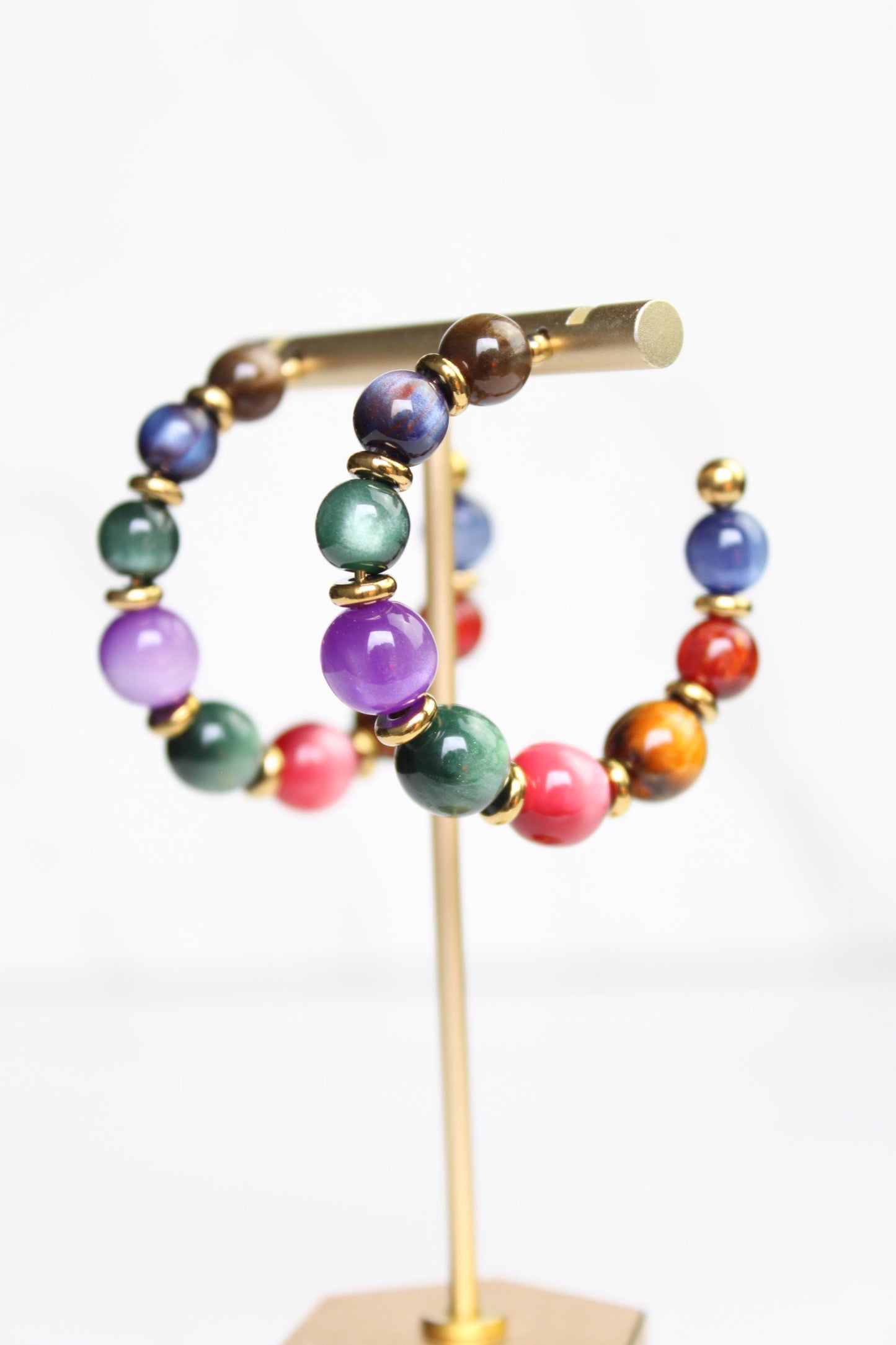 Colorful Beaded Hoop Earrings | Handmade Statement Hoops | Lightweight Bead Jewelry | Fun Everyday Earrings