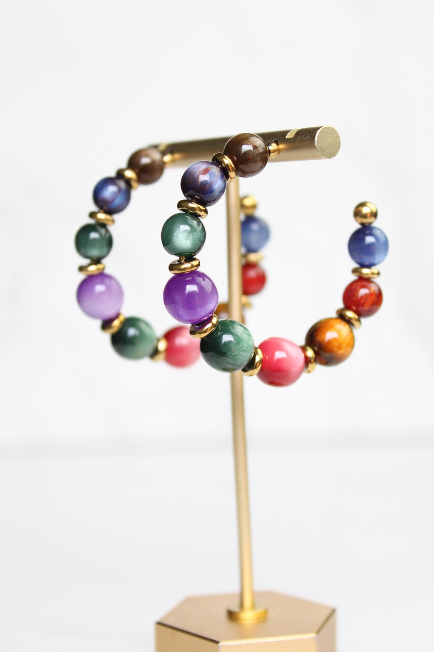 Colorful Beaded Hoop Earrings | Handmade Statement Hoops | Lightweight Bead Jewelry | Fun Everyday Earrings