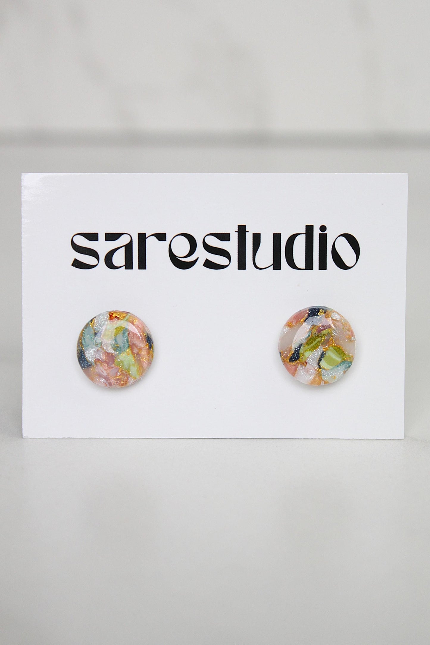 Confetti Marble Clay Stud Earrings – Lightweight Dainty Jewelry, Everyday Fun