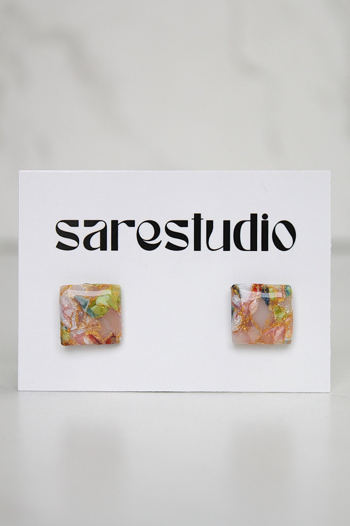 Confetti Marble Clay Stud Earrings – Lightweight Dainty Jewelry, Everyday Fun
