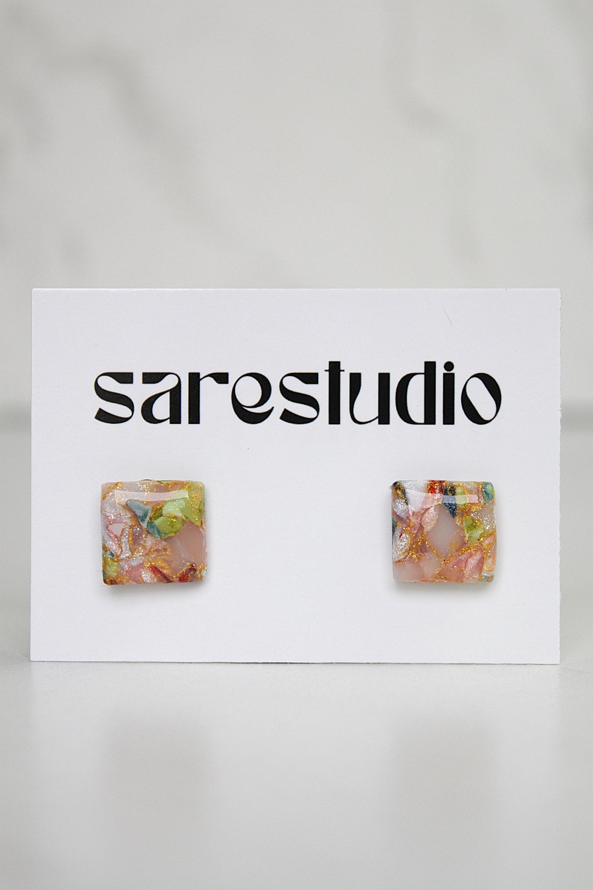Confetti Marble Clay Stud Earrings – Lightweight Dainty Jewelry, Everyday Fun