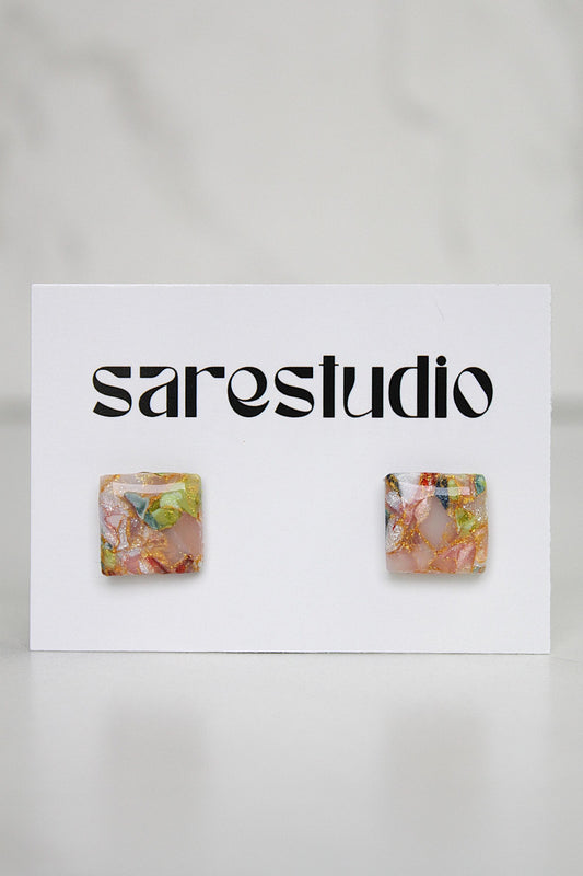 Confetti Marble Clay Stud Earrings – Lightweight Dainty Jewelry, Everyday Fun