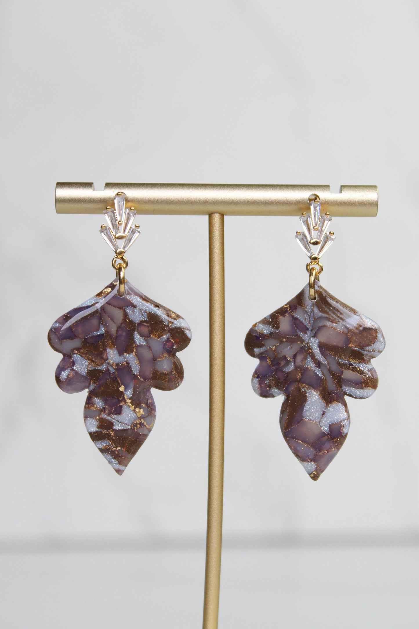 Mocha Brown Marble Clay Earrings | Handmade Statement Earrings | Neutral Textured Dangle Earrings | Lightweight Polymer Clay Jewelry