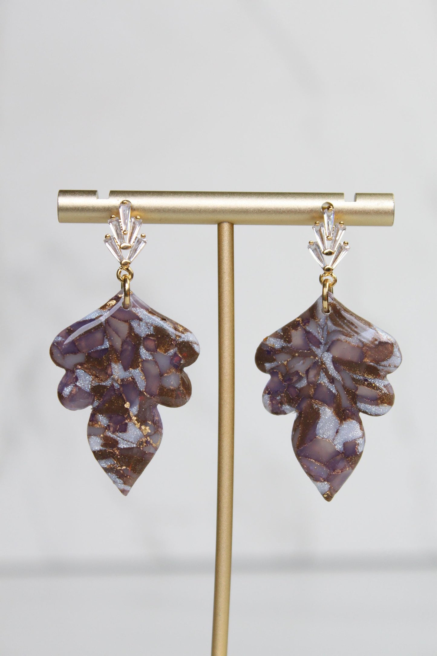 Mocha Brown Marble Clay Earrings | Handmade Statement Earrings | Neutral Textured Dangle Earrings | Lightweight Polymer Clay Jewelry